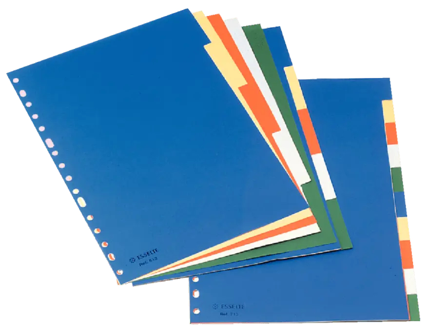 Esselte 11709 divisor Polipropileno (PP) Azul, Verde, Naranja, Blanco, Amarillo