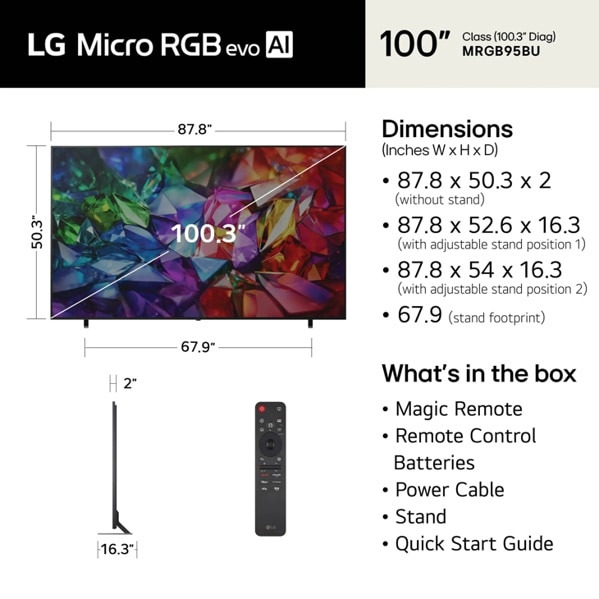 LG Micro RGB evo AI 100MRGB95BU TV 2.54 m (100") 4K Ultra HD Smart TV Wi-Fi Black 3000 cd/m² – image 4