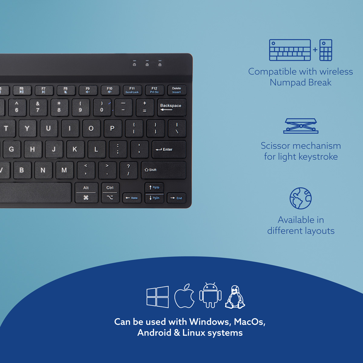 R-Go Tools Ergonomic keyboard R-Go Compact Break, compact keyboard with break software, QWERTY (US), Bluetooth, black – image 9