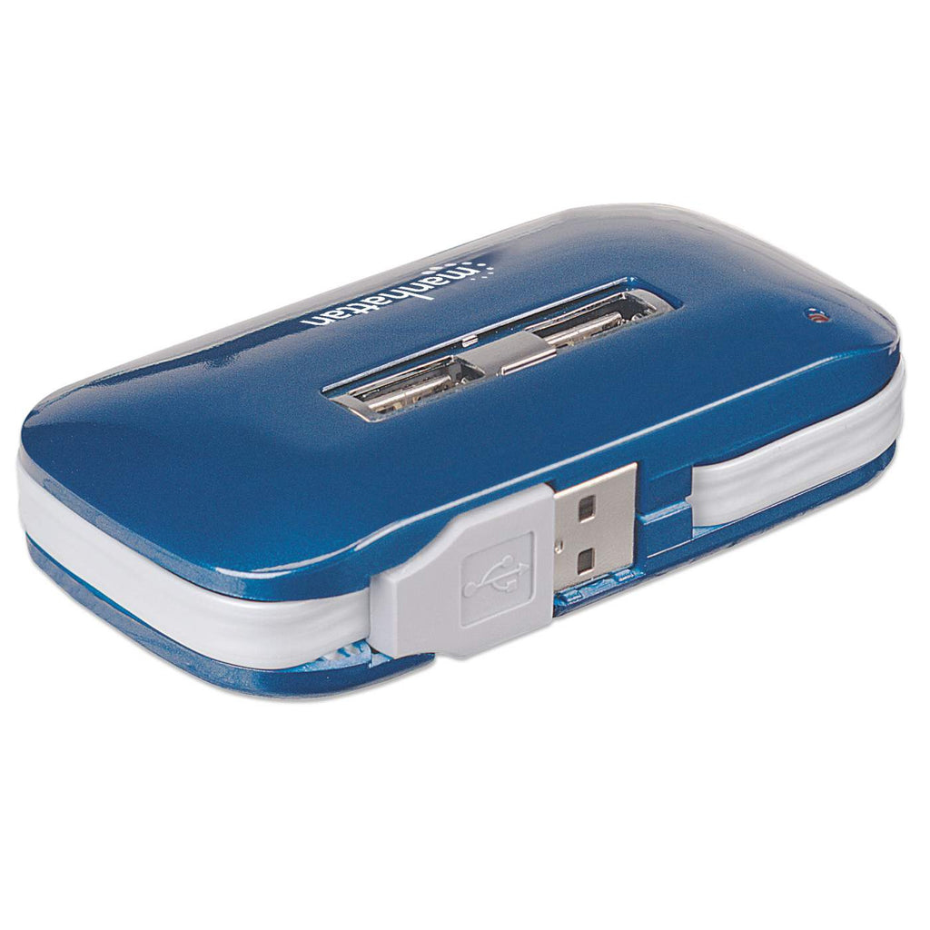 Manhattan USB-A 7-Port Ultra Hub, 7x USB-A Ports, 480 Mbps (USB 2.0), AC or Bus Power, Multiple Transaction Translator, Blue, Blister (With Euro 2-pin plug) – image 4