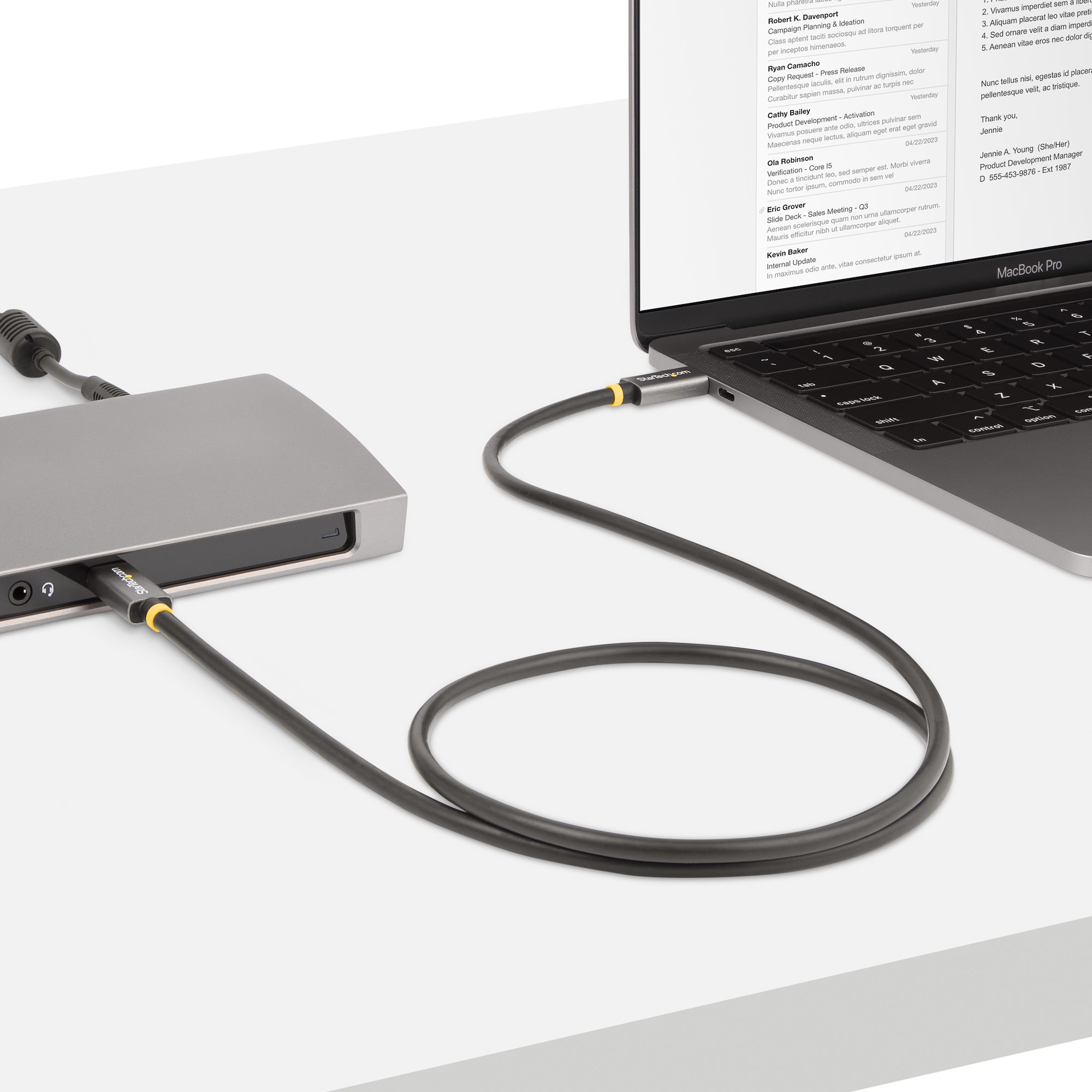 صورة StarTech.com 1م كابل USB4 USB-C، 40 جيجابت في الثانية، 100 واط PD