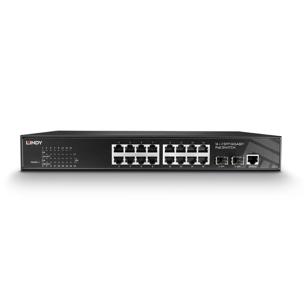 Lindy 16 Port + 2 SFP Gigabit Managed Switch PoE – image 3