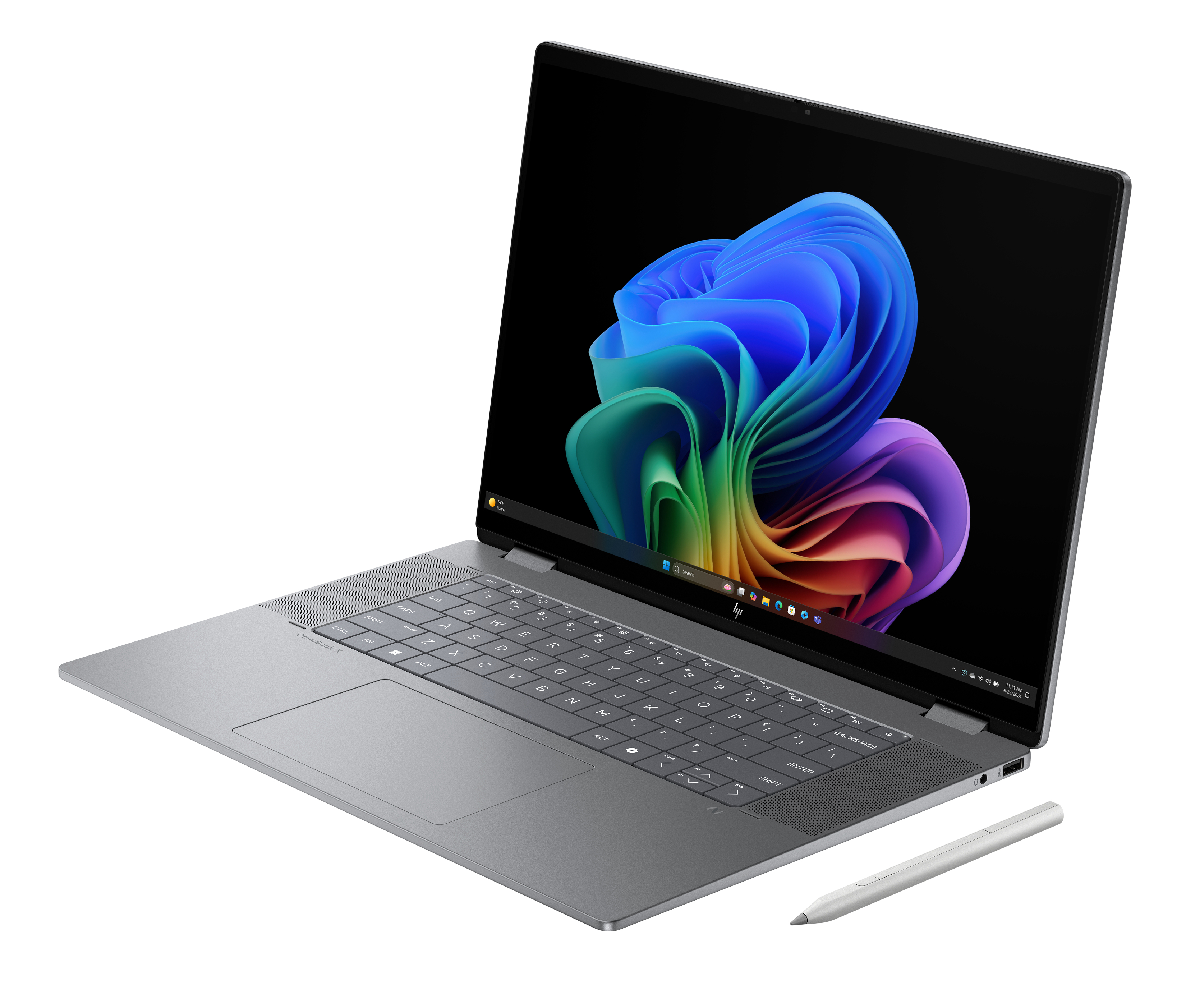 HP OmniBook X Flip Next Gen AI 16-ar0012na Copilot+ PC AMD Ryzen™ AI 7 350 Hybrid (2-in-1) 40.6 cm (16″) Touchscreen 2K 16 GB LPDDR5x-SDRAM 1 TB SSD Wi-Fi 7 (802.11be) Windows 11 Home Silver image 16