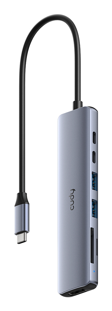 Cudy UH407 laptop dock/port replicator Wired USB 3.2 Gen 1 (3.1 Gen 1) Type-C Grey, Silver