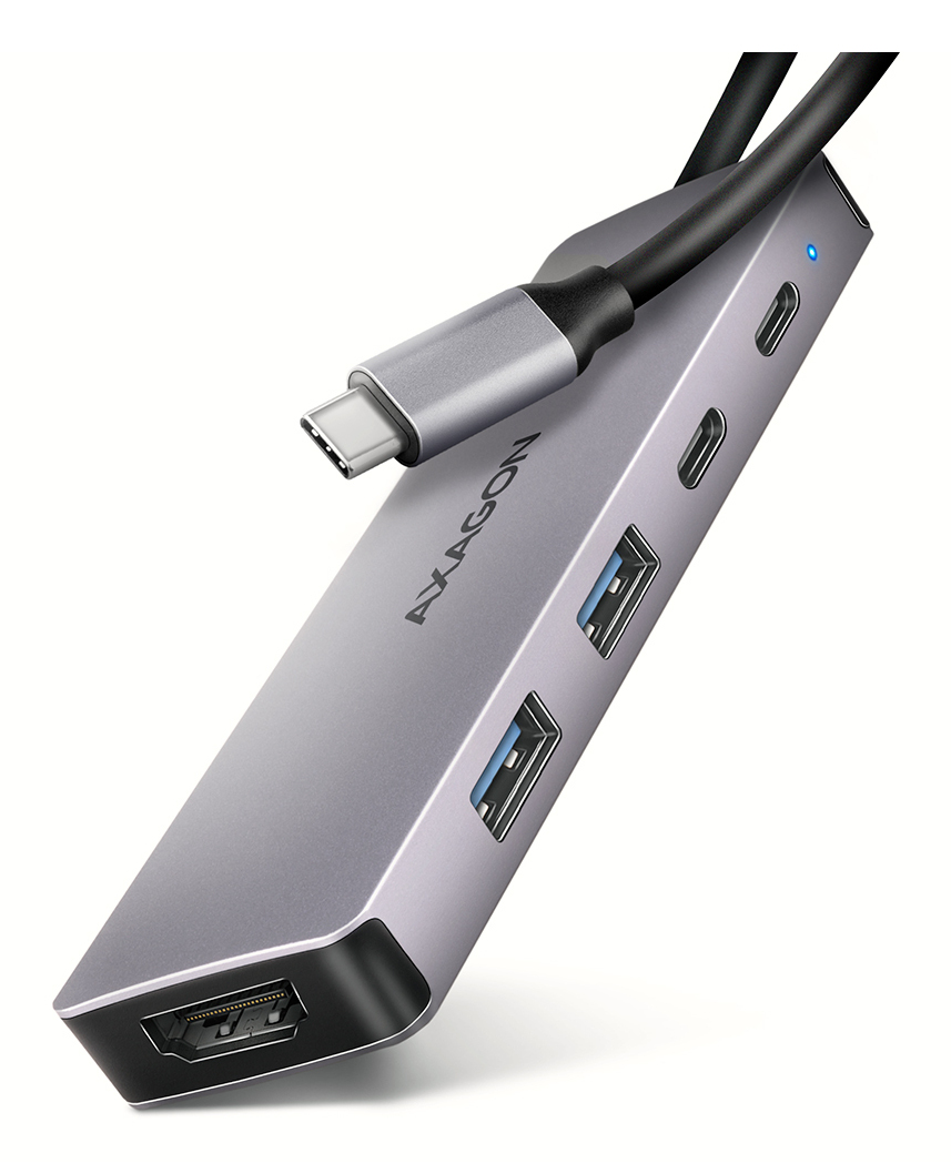 Axagon HMC-5H60 replicatore di porte e docking station per laptop Cablato USB 3.2 Gen 1 (3.1 Gen 1) Type-C Grigio