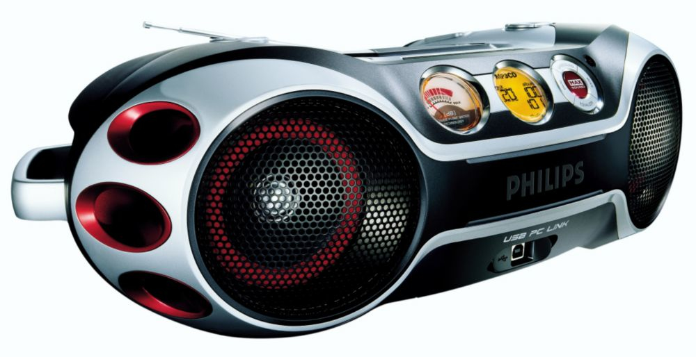 Philips AZ2538/00C CD player Black, Metallic, Red