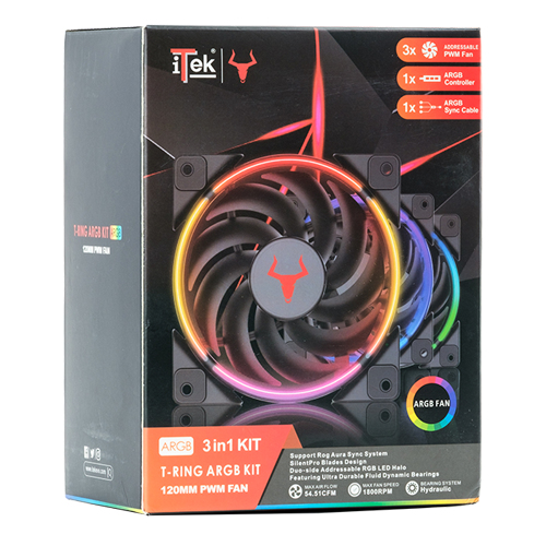 itek KIT ARGB T-Ring Computer case Fan 12 cm Black image 5