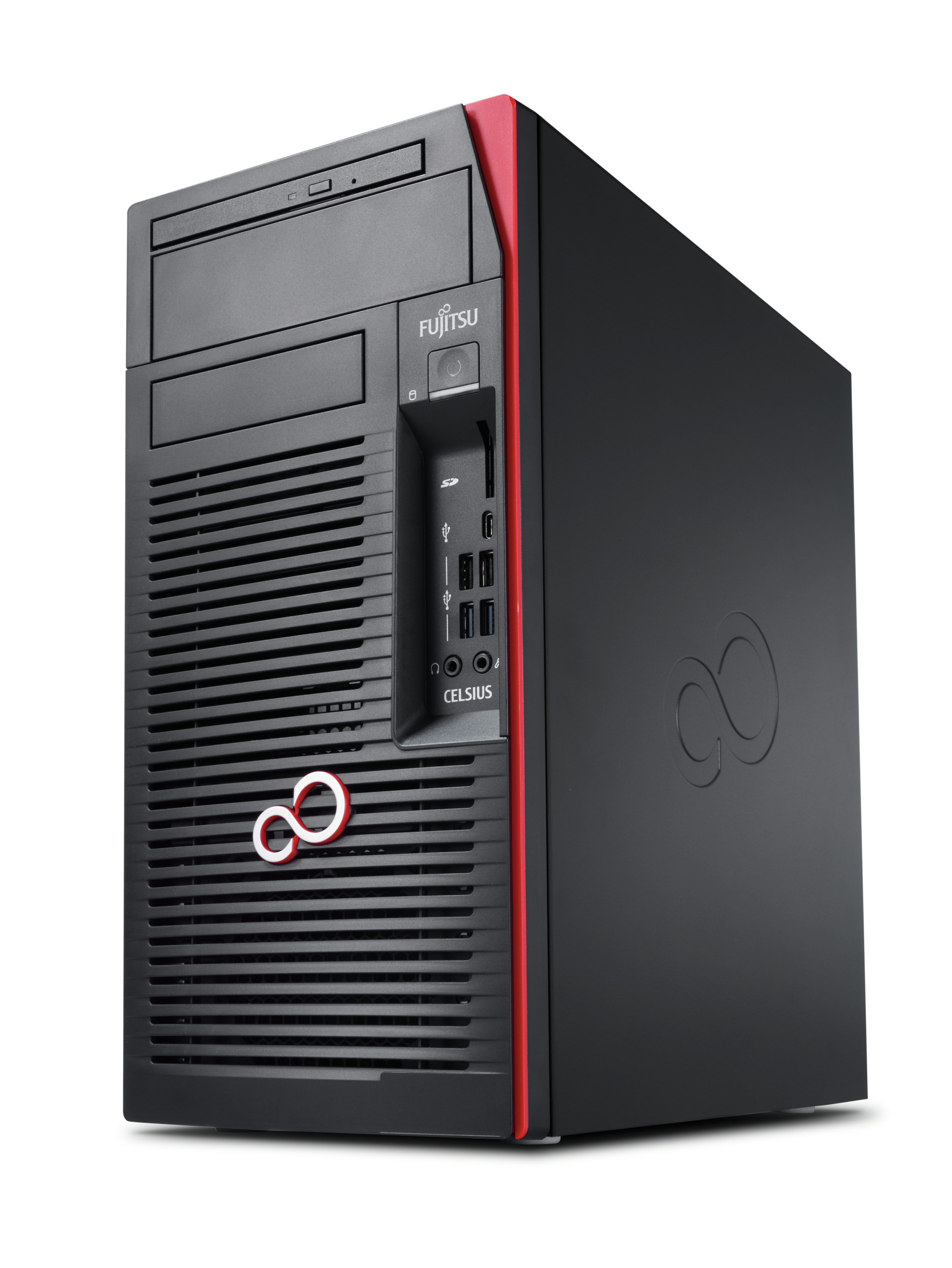Fujitsu CELSIUS W580 Intel Xeon E E-2234 16 GB DDR4-SDRAM 256 GB SSD NVIDIA Quadro P2200 Windows 10 Pro Micro Tower Workstation Black, Red image 3