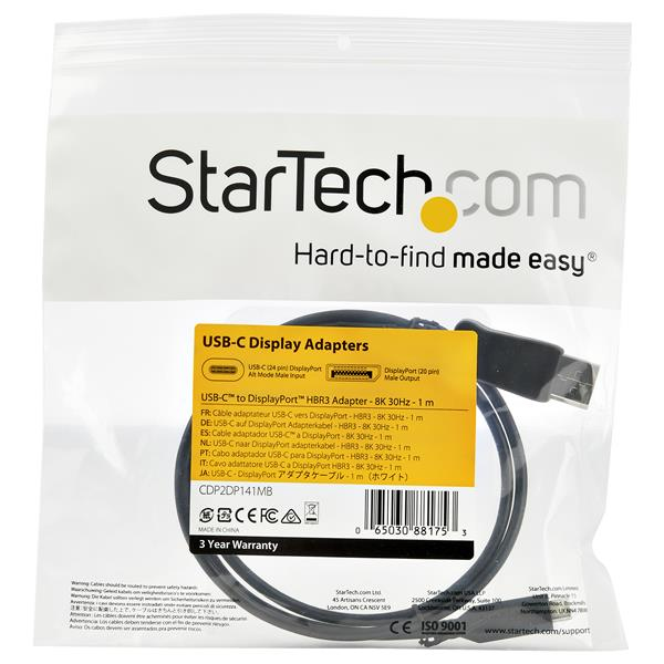 Resim StarTech.com 1m USB-C - DisplayPort 1.4 Adaptör Kablosu