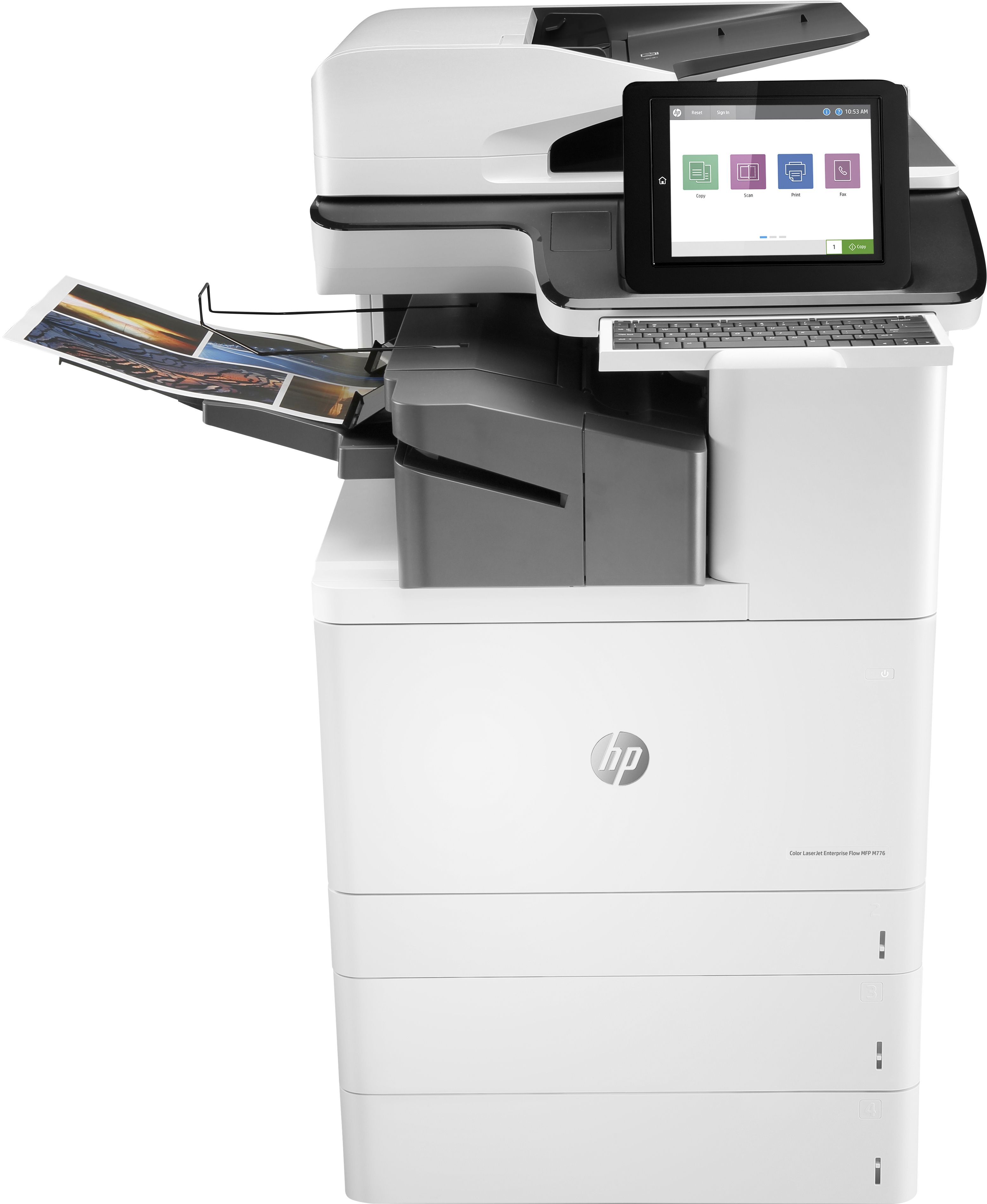 HP Color LaserJet Enterprise Flow Color LaserJet Enterprise, Flow MFP M776zs, Skriv ut, kopiera, skanna och faxa, Dubbelsidig utskrift; Skanna till e-post