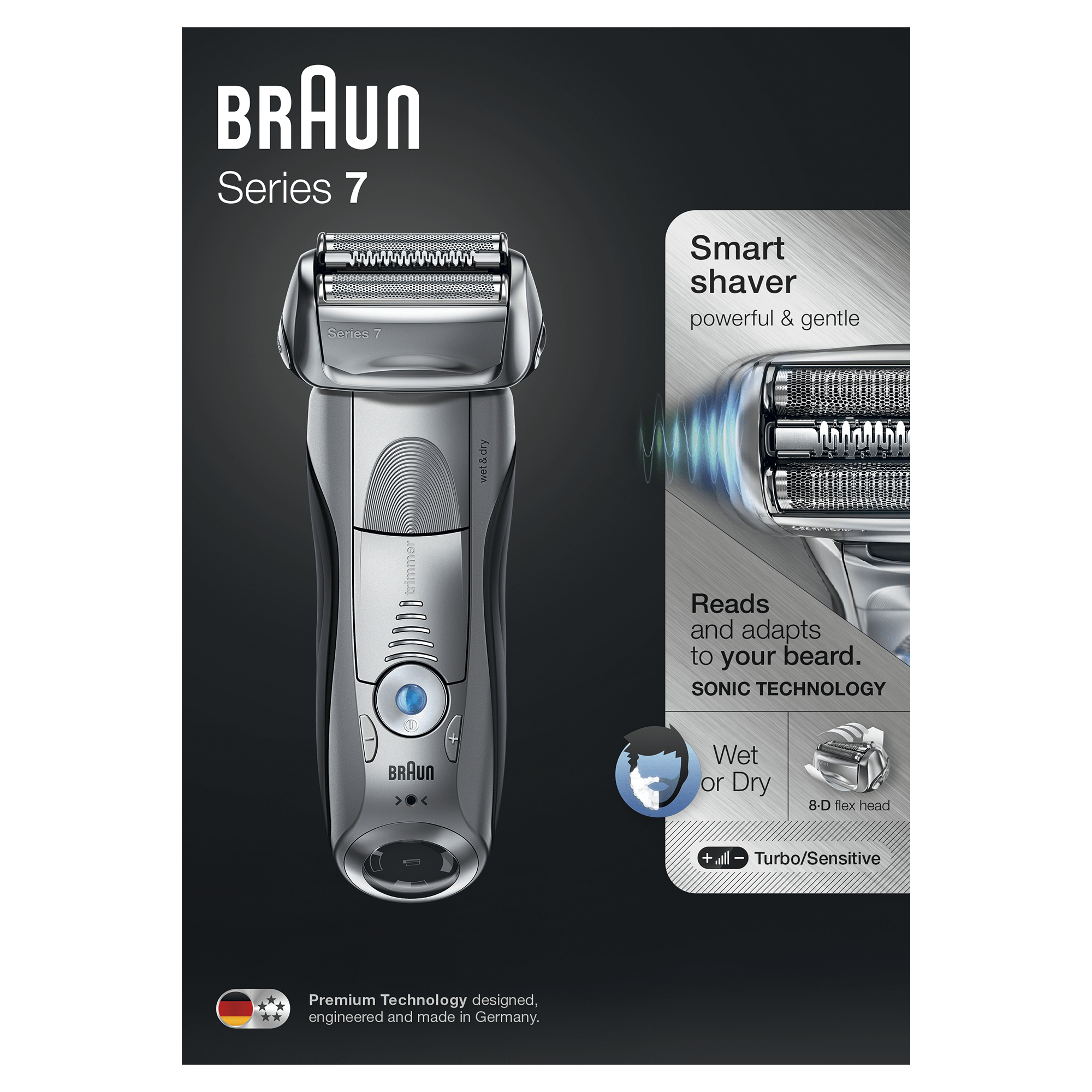 Braun Series 7 Electric Shaver for Men 7893s, with Travel Case – Silver