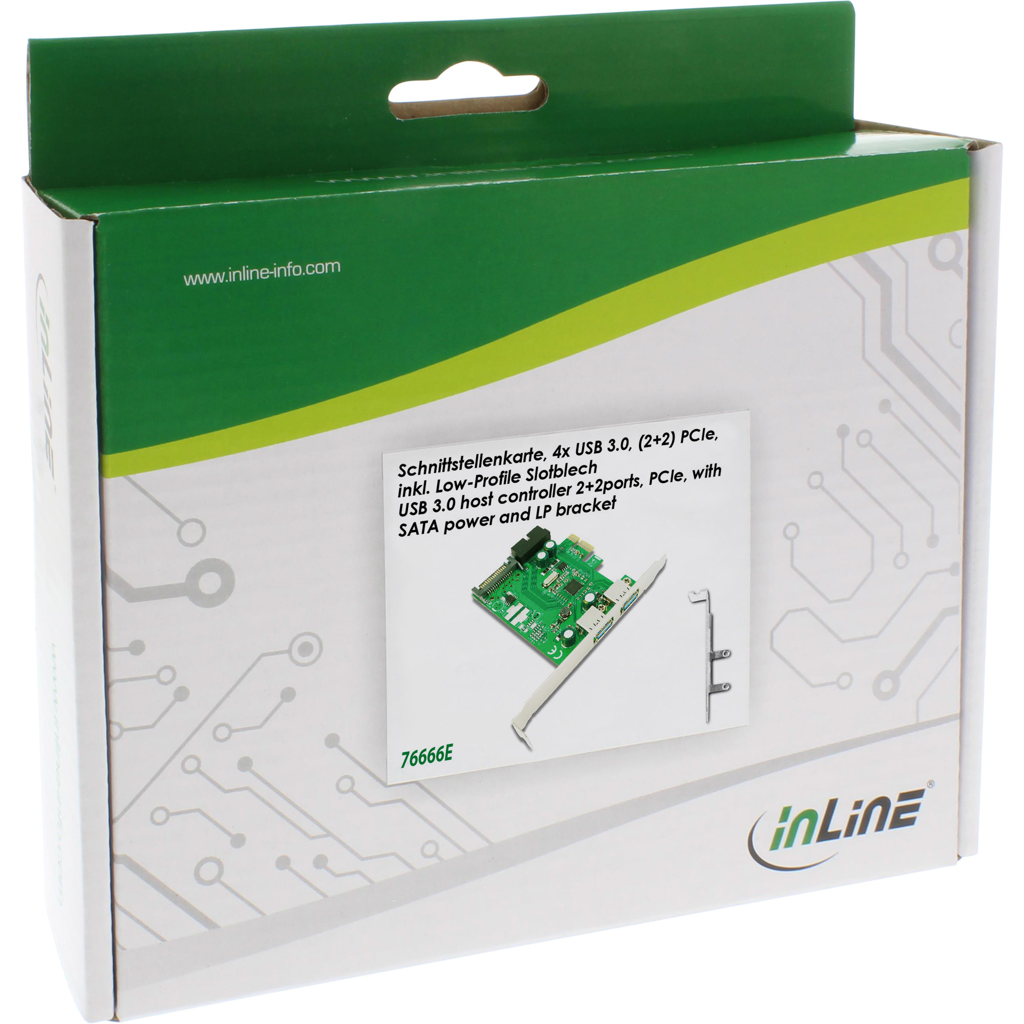 InLine 2+2ports USB 3.0 host controller, PCIe, with SATA power and LP bracket – image 3