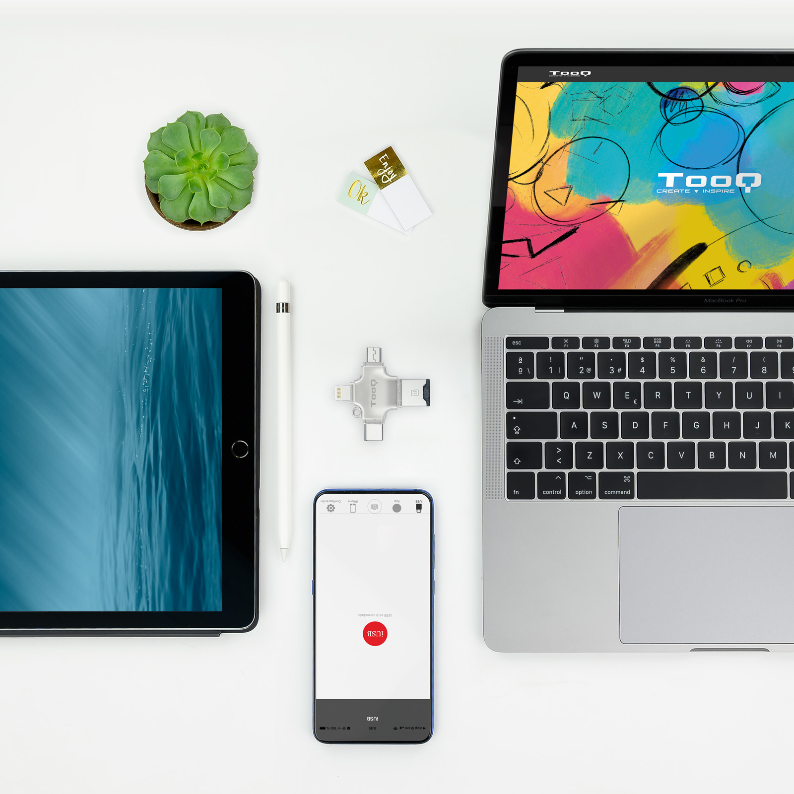 TooQ TQR-4001 card reader USB Type-A/USB Type-C/Micro-USB/Lightning Silver – image 3
