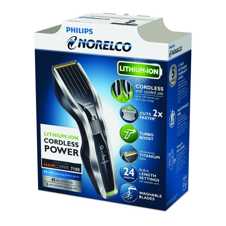 Philips Norelco HAIRCLIPPER 7100 HC7452/40 hair trimmers/clipper Black, Silver 24 Lithium-Ion (Li-Ion) – image 2
