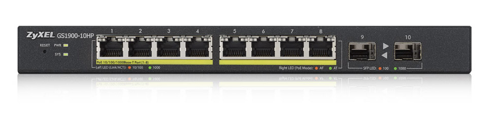Zyxel GS1900-10HP Managed L2 Gigabit Ethernet (10/100/1000) Power over Ethernet (PoE) 1U Black – image 2