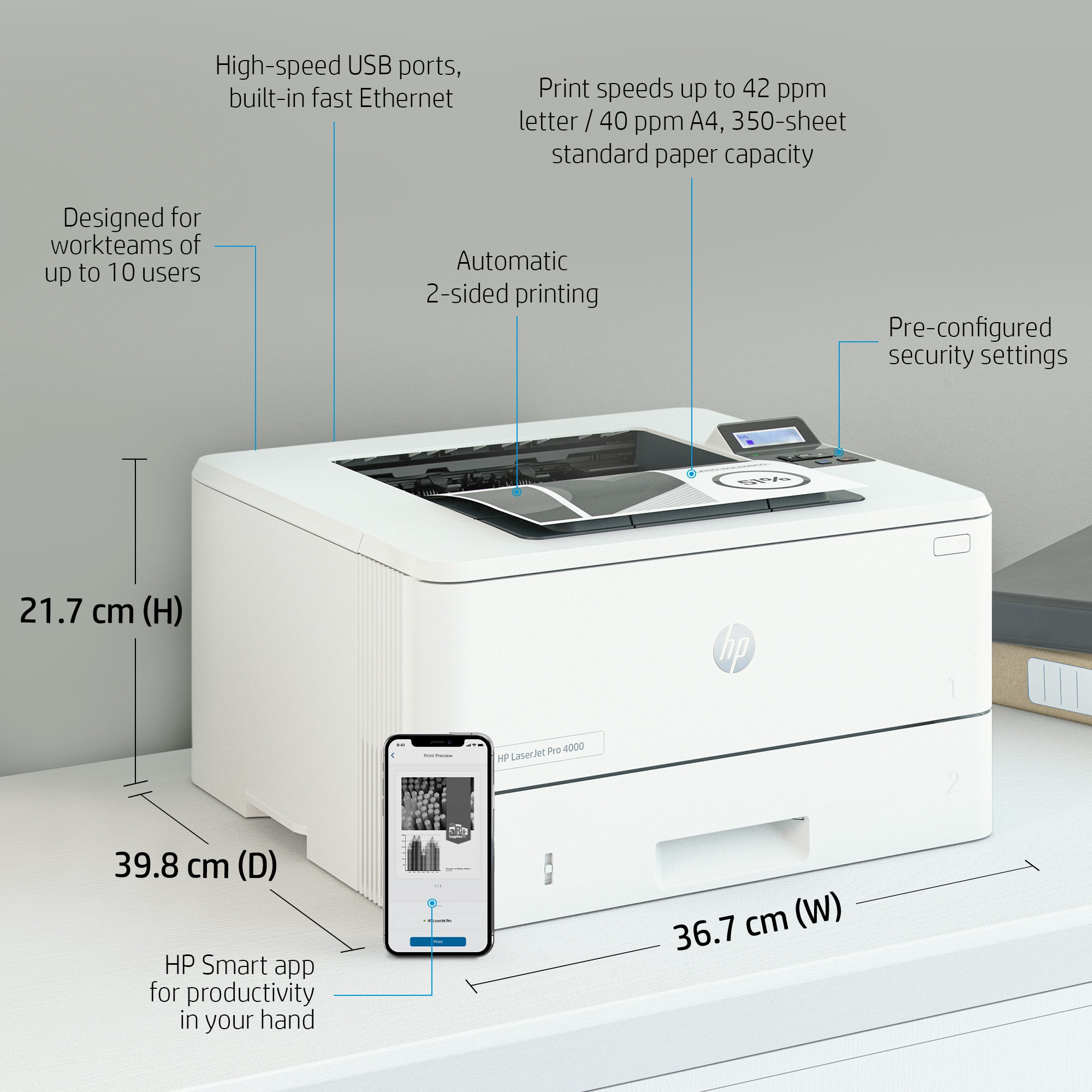 HP LaserJet Pro 4002dne Printer – image 6