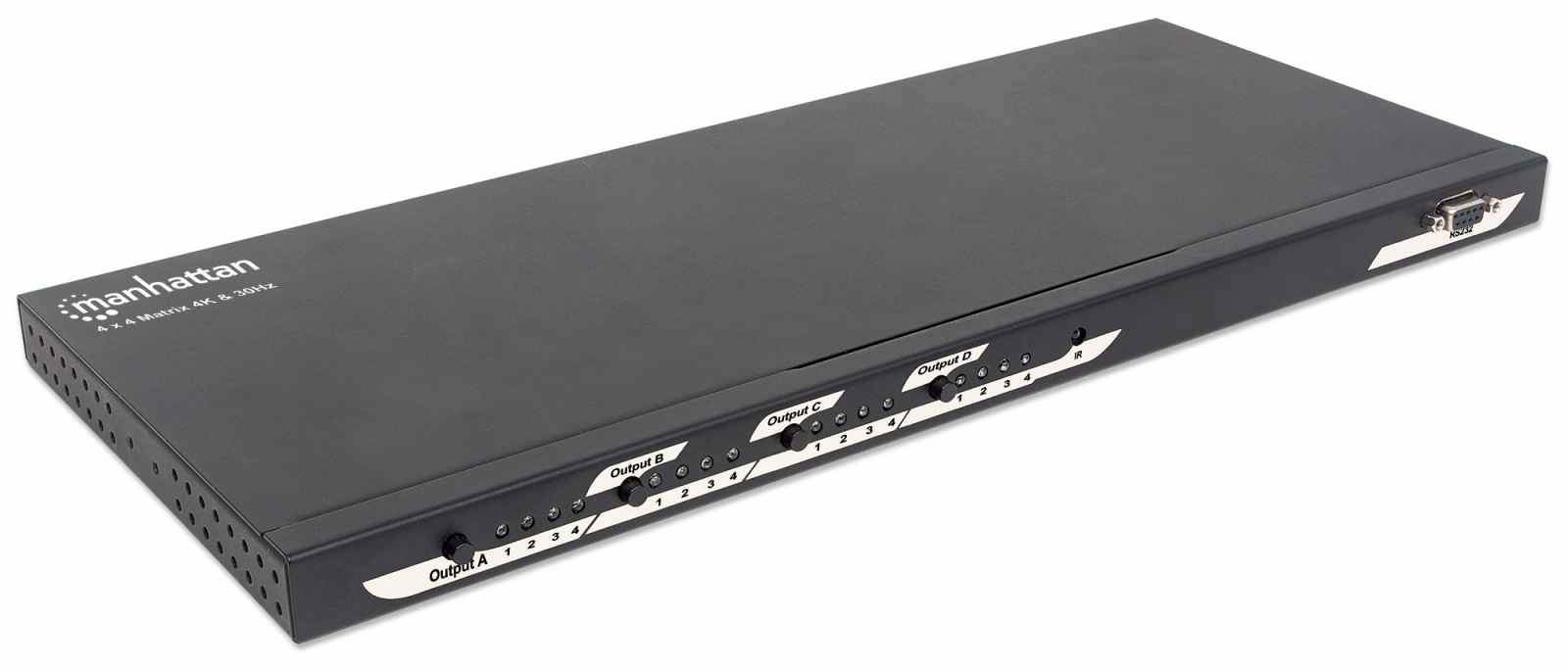 Manhattan 4K 4x4 HDMI Matrix, 4K@30Hz, Switch/Splitter Matrix with Four Inputs and Four Outputs, RS232 Control, Video Bandwidth Amplifier, Remote Control, Boxed – image 2