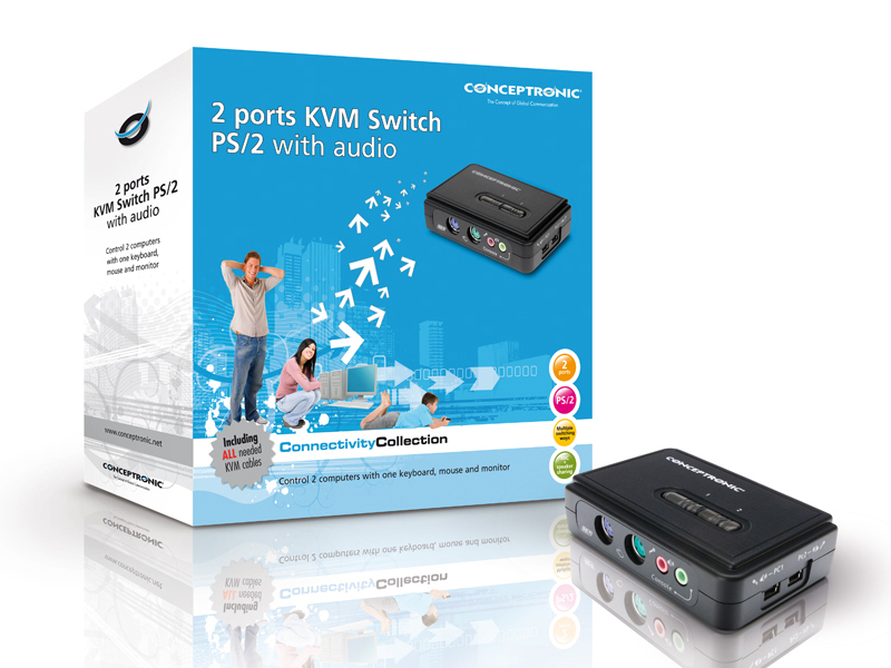 Conceptronic 2-ports PS2 KVM Switch + Audio – image 5