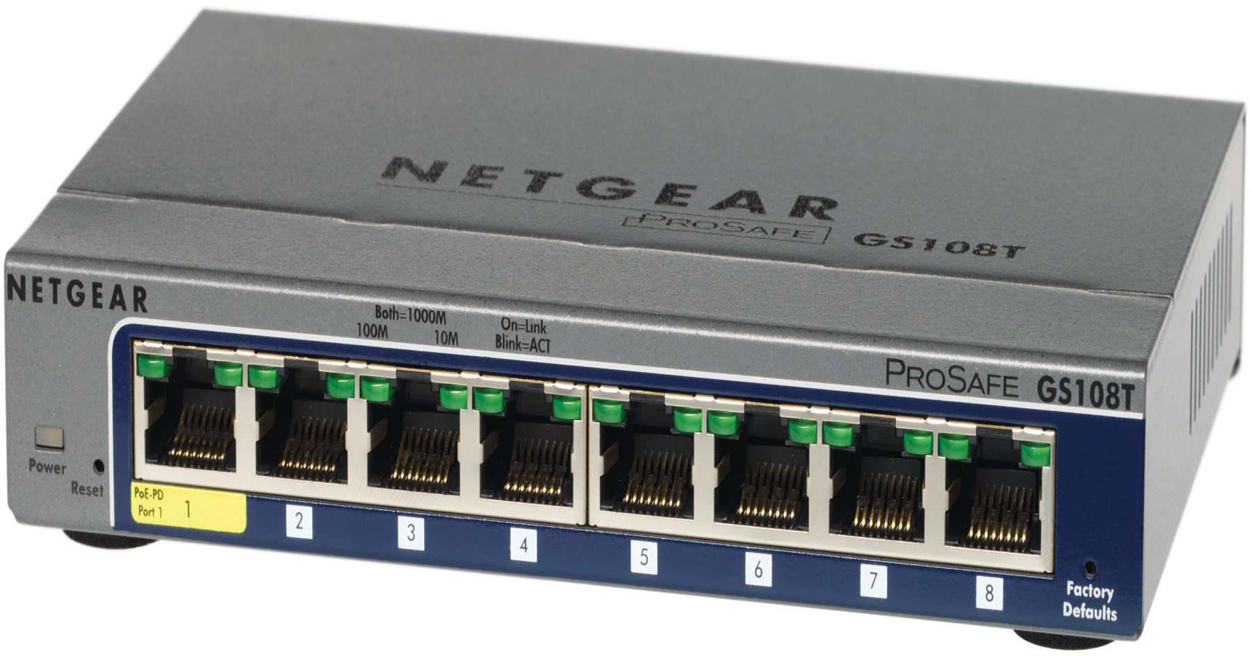 NETGEAR GS108T-200 Managed L2 Gigabit Ethernet (10/100/1000) Grey