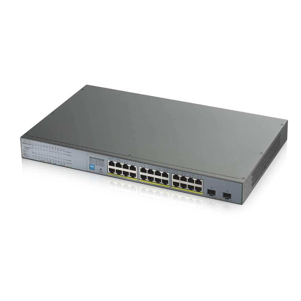 Zyxel GS1300-26HP - Switch - 24 x 10/100/1000 (PoE+) + 2 x Gigabit SFP (uplink) - desktop - PoE+ (250 W)