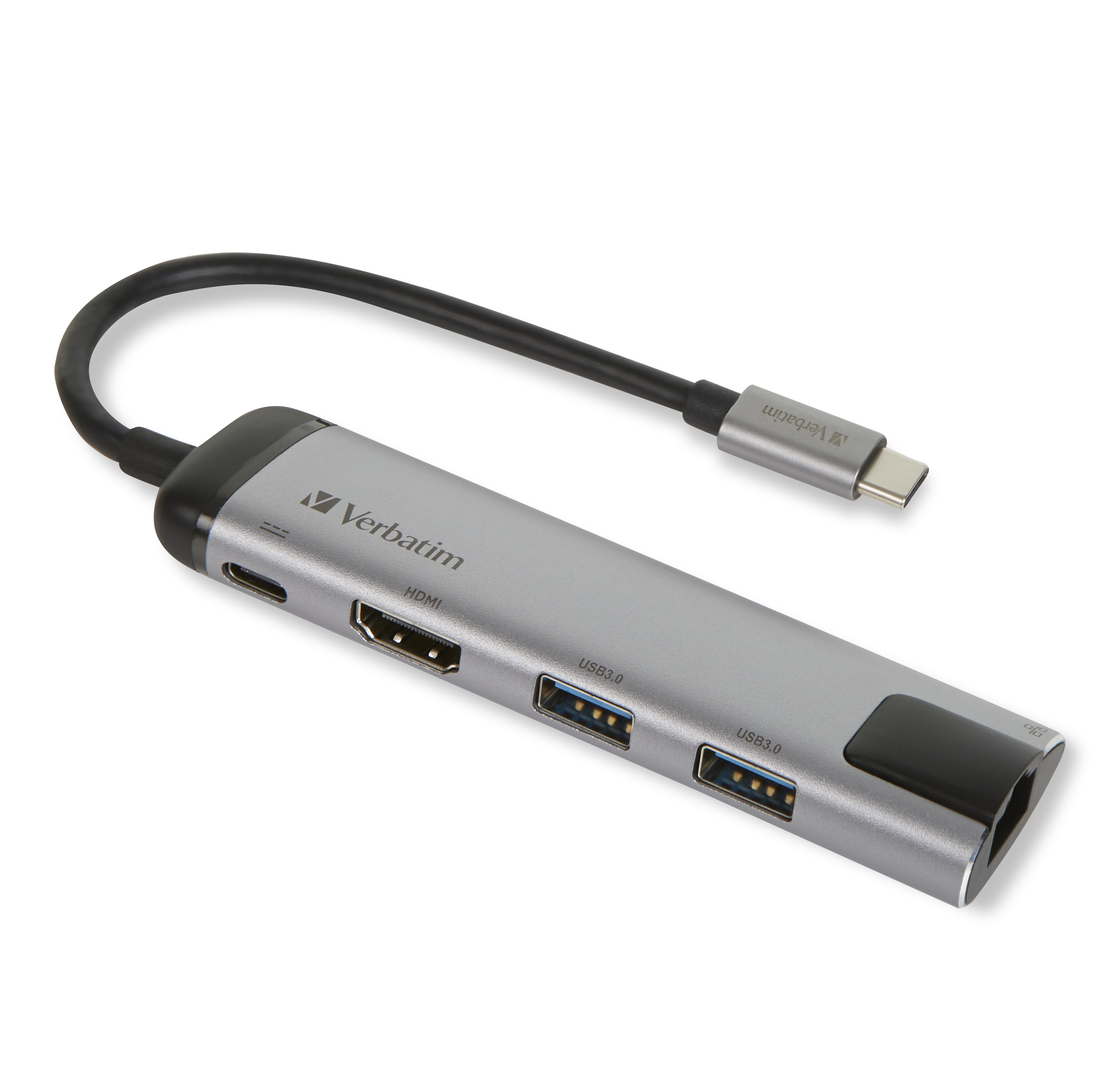 Verbatim 49141 gränssnittshubbar USB 3.2 Gen 1 (3.1 Gen 1) Type-C 1000 Mbit/s Svart, Silver
