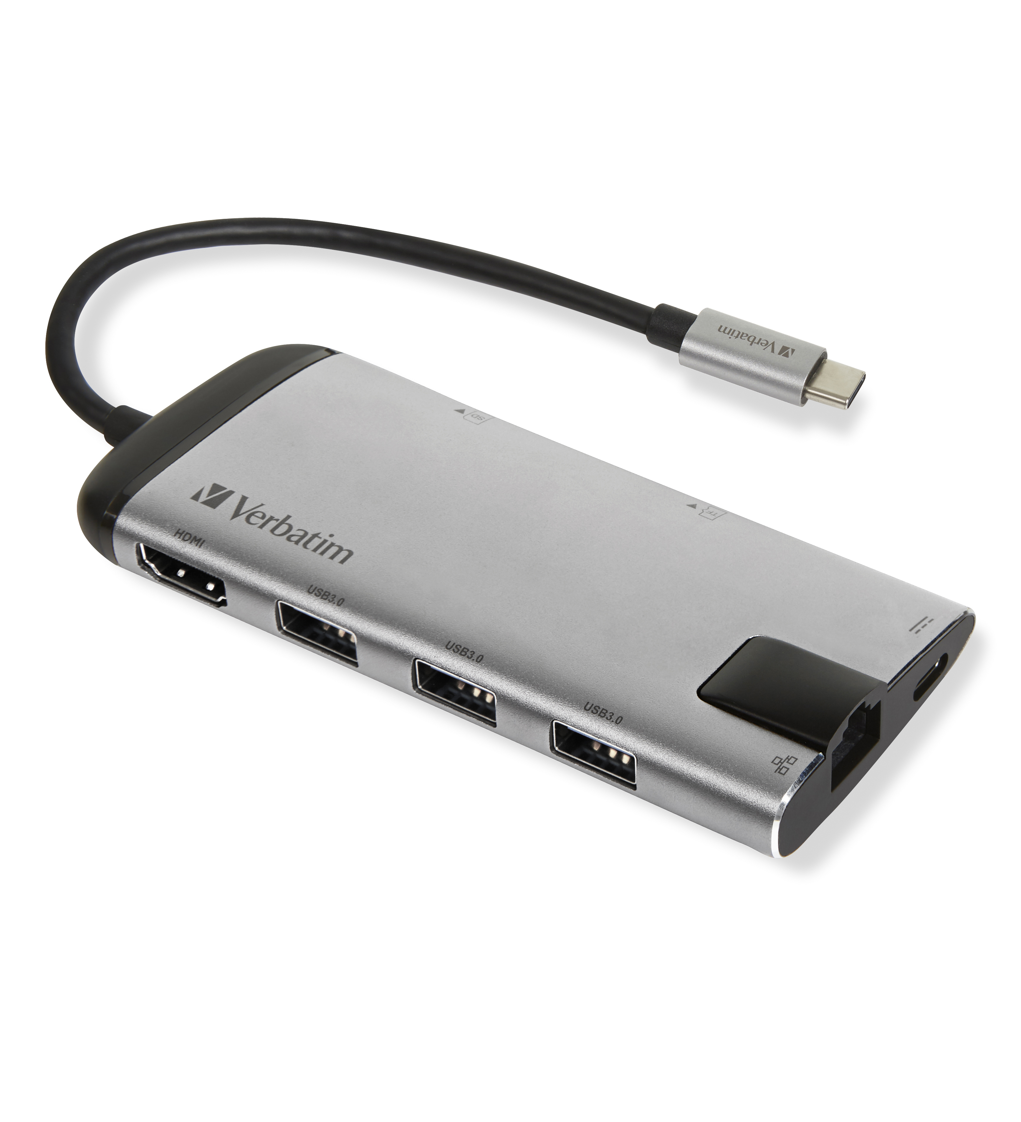 Verbatim 49142 gränssnittshubbar USB 3.2 Gen 1 (3.1 Gen 1) Type-C 1000 Mbit/s Svart, Silver