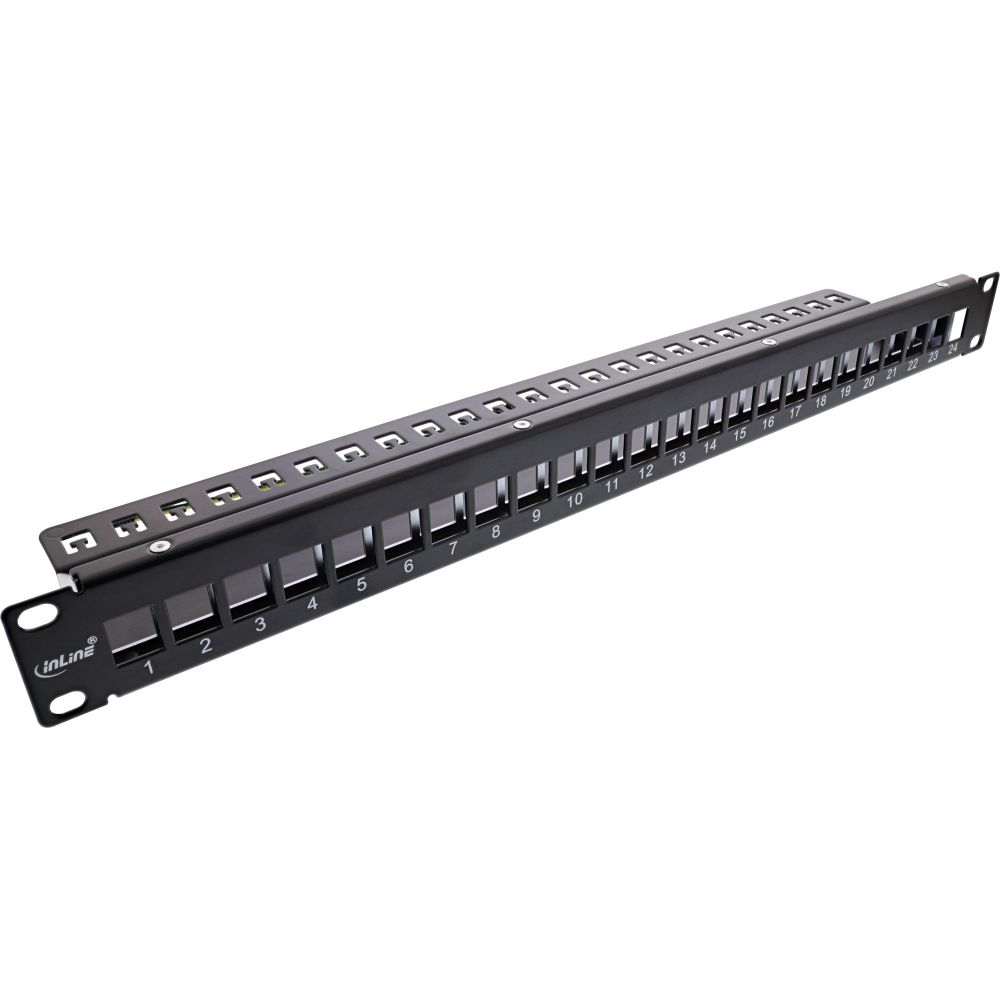 InLine Patch Panel 19" 1U Cat.6A 24-porte per Snap-In Keystone nero