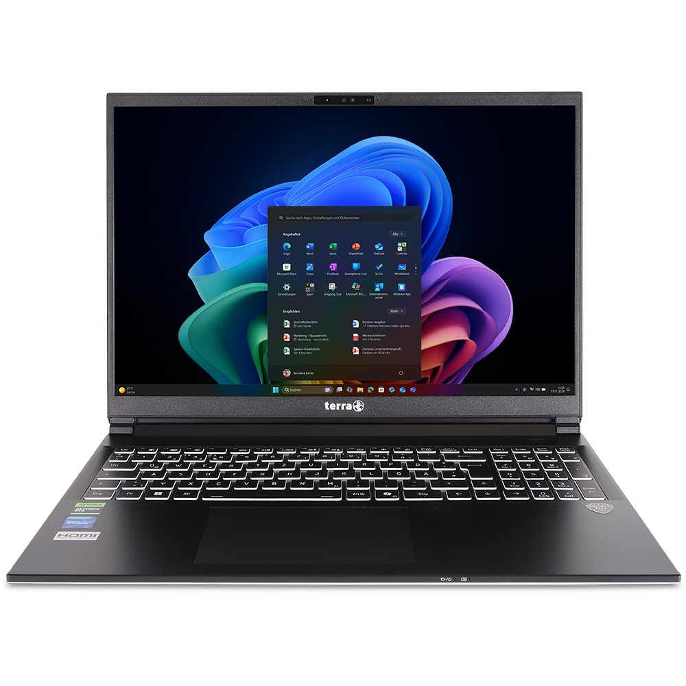 TERRA MOBILE GAMER ELITE 3A Copilot+ PC AMD Ryzen™ AI 7 350 Laptop 40.6 cm (16") WQXGA 32 GB DDR5-SDRAM 1 TB SSD NVIDIA GeForce RTX 5060 Wi-Fi 6E (802.11ax) Windows 11 Pro German Silver