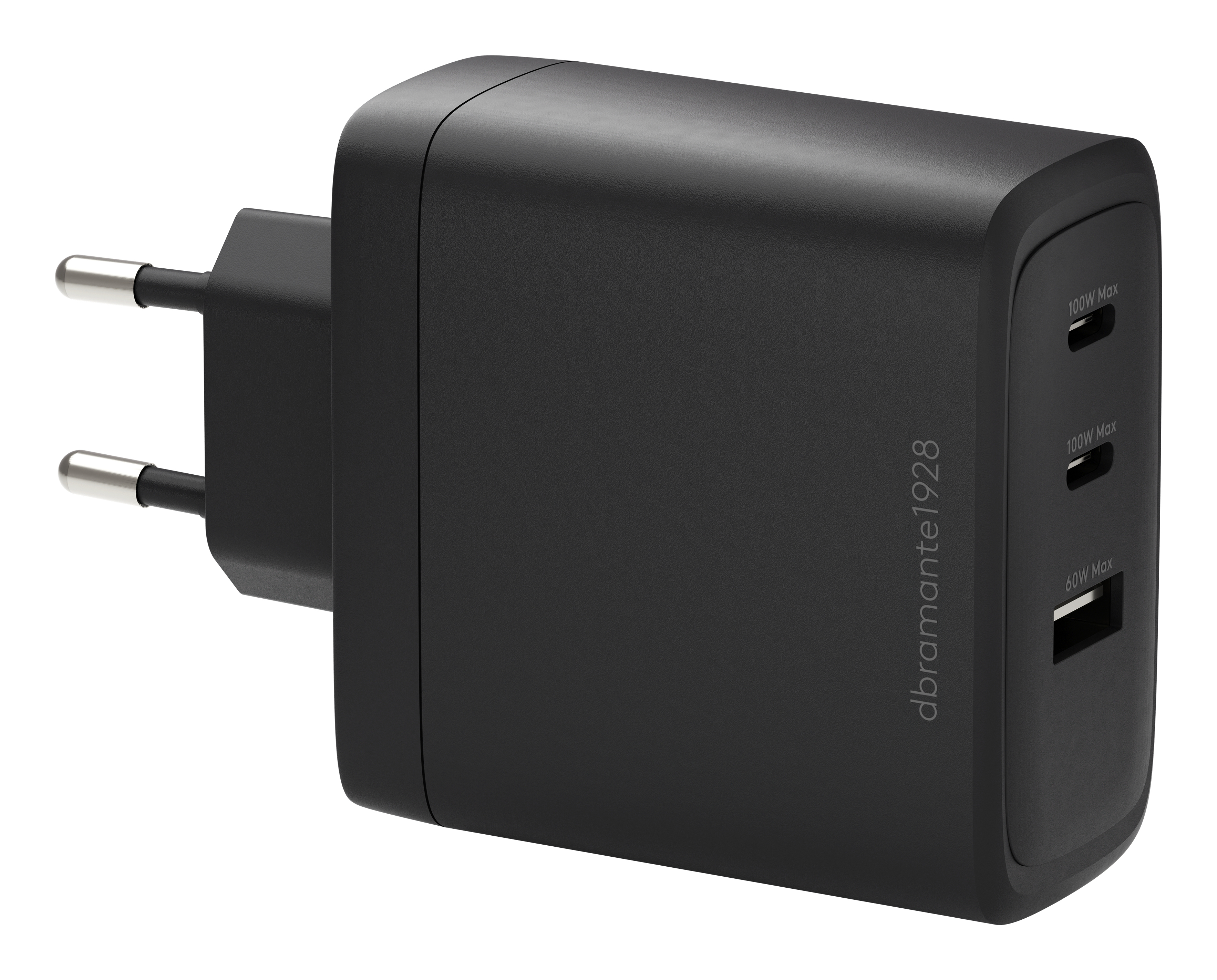 dbramante1928 re-charge - Power adapter - 100 Watt - 3 output connectors (2 x USB-C, USB) - black