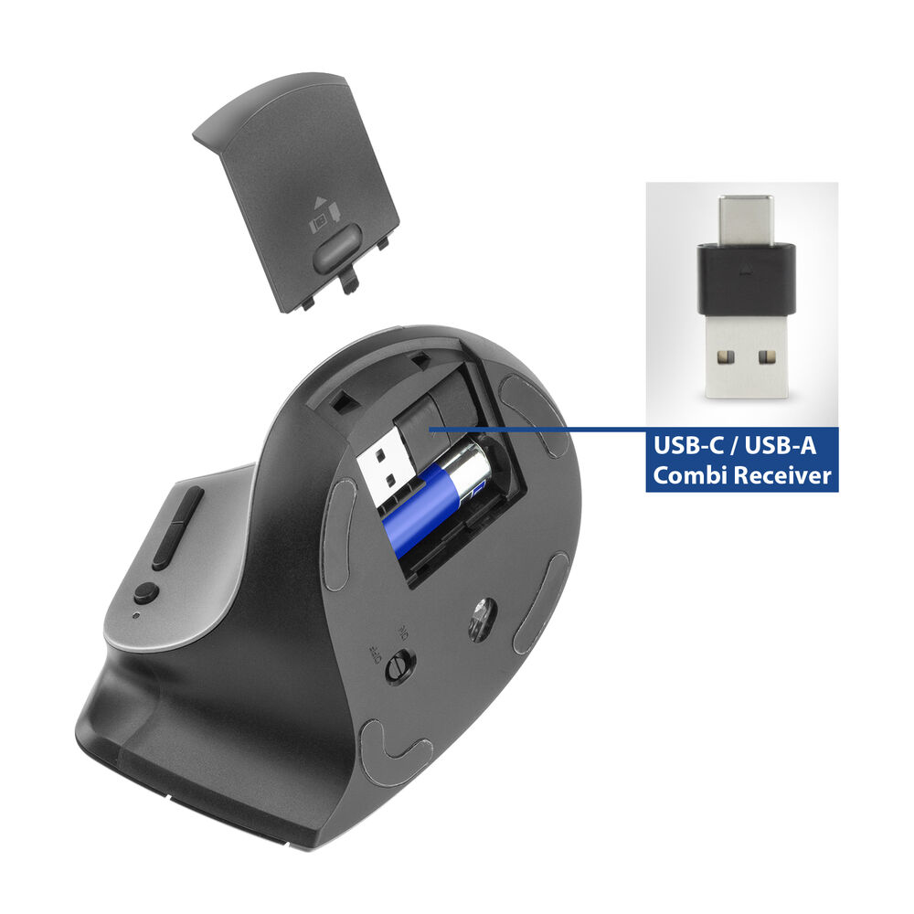 ACT Wireless Ergonomic Mouse with Bluetooth and USB-C/USB-A – image 3