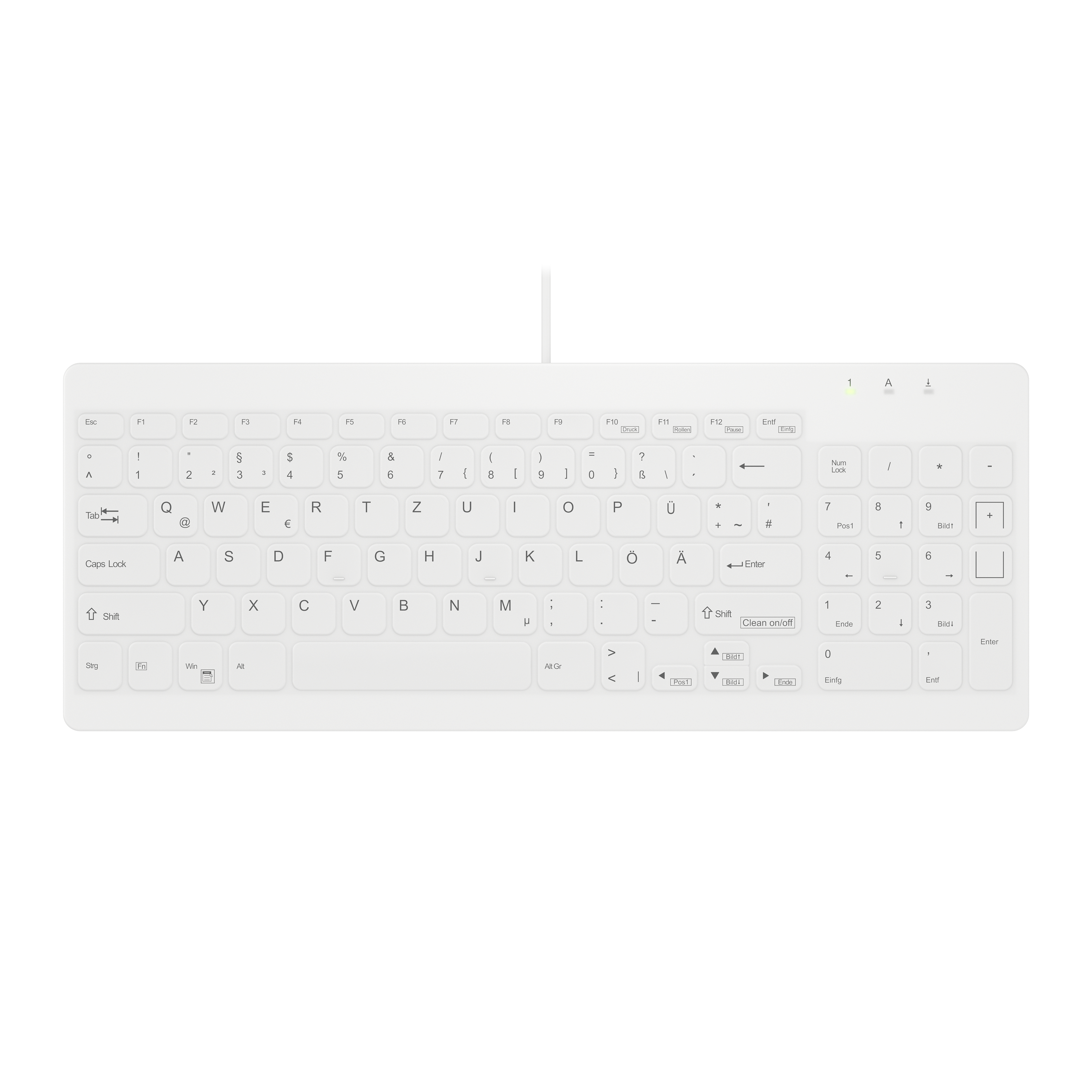 Contour Design Active Key Contour QuickClean Medical Keyboard Removable Cover Compact Wired White DE C7012