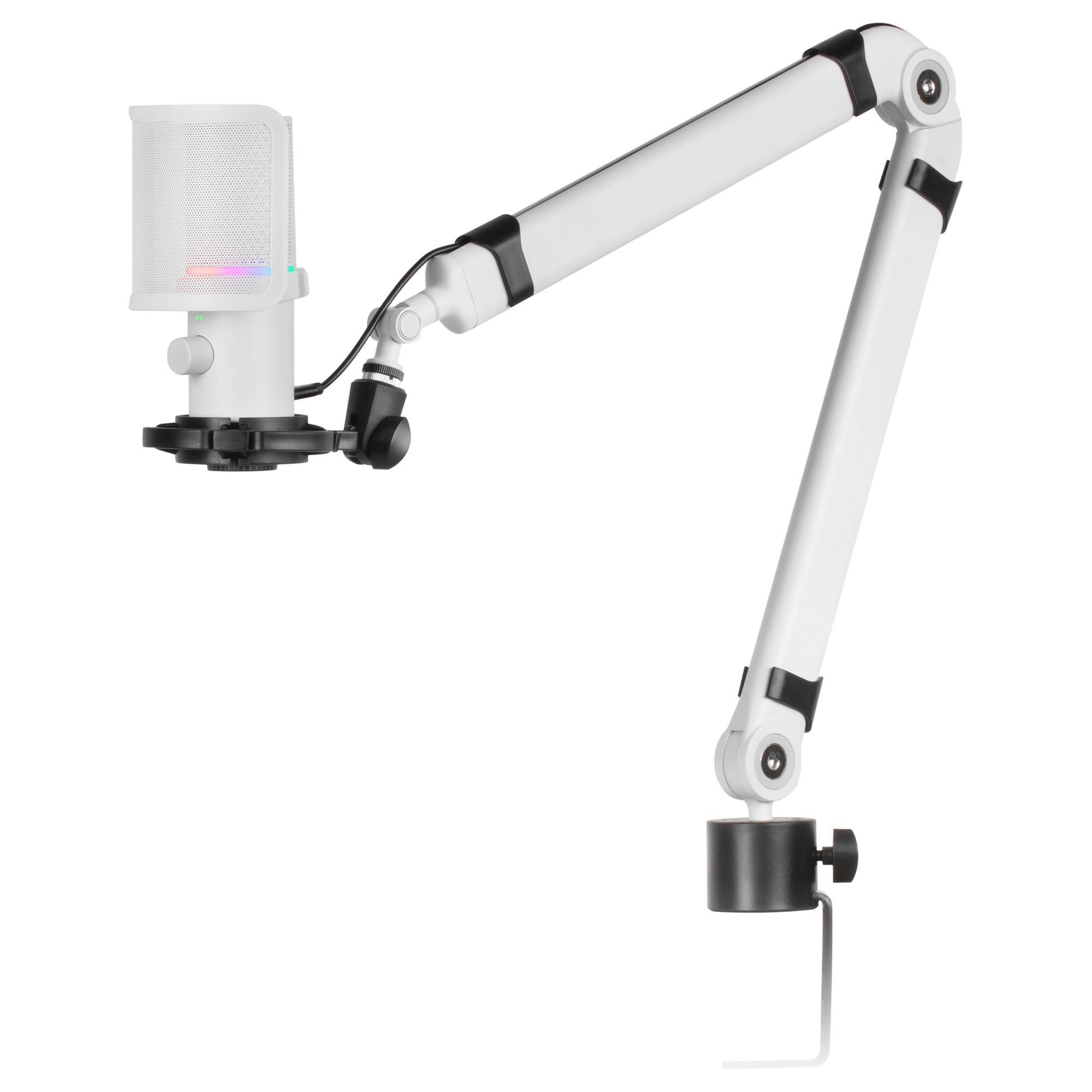 Mars Gaming MMIC-XT, Professional High Definition 192Khz 24-bit Studio Microphone, Omnidirectional Arm, Anti Shock Mount, Pop Filter Metal Mesh, White