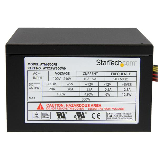 StarTech.com 500 Watt ATX12V 2.3 80 Plus Computer Power Supply w/ Active PFC – image 3