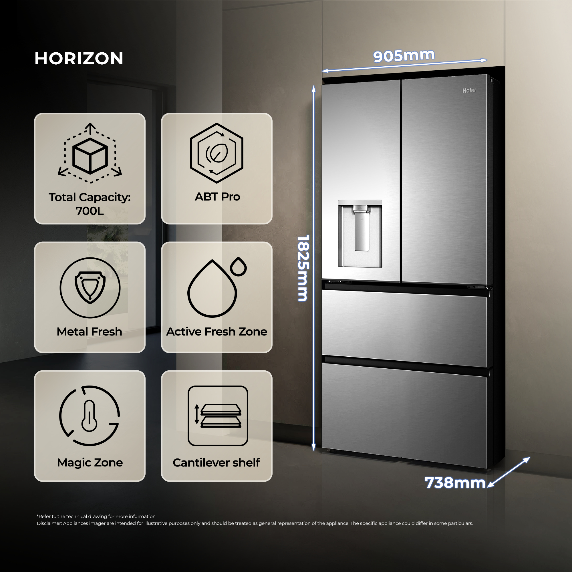 Haier 34006297 side-by-side refrigerator Freestanding – image 4