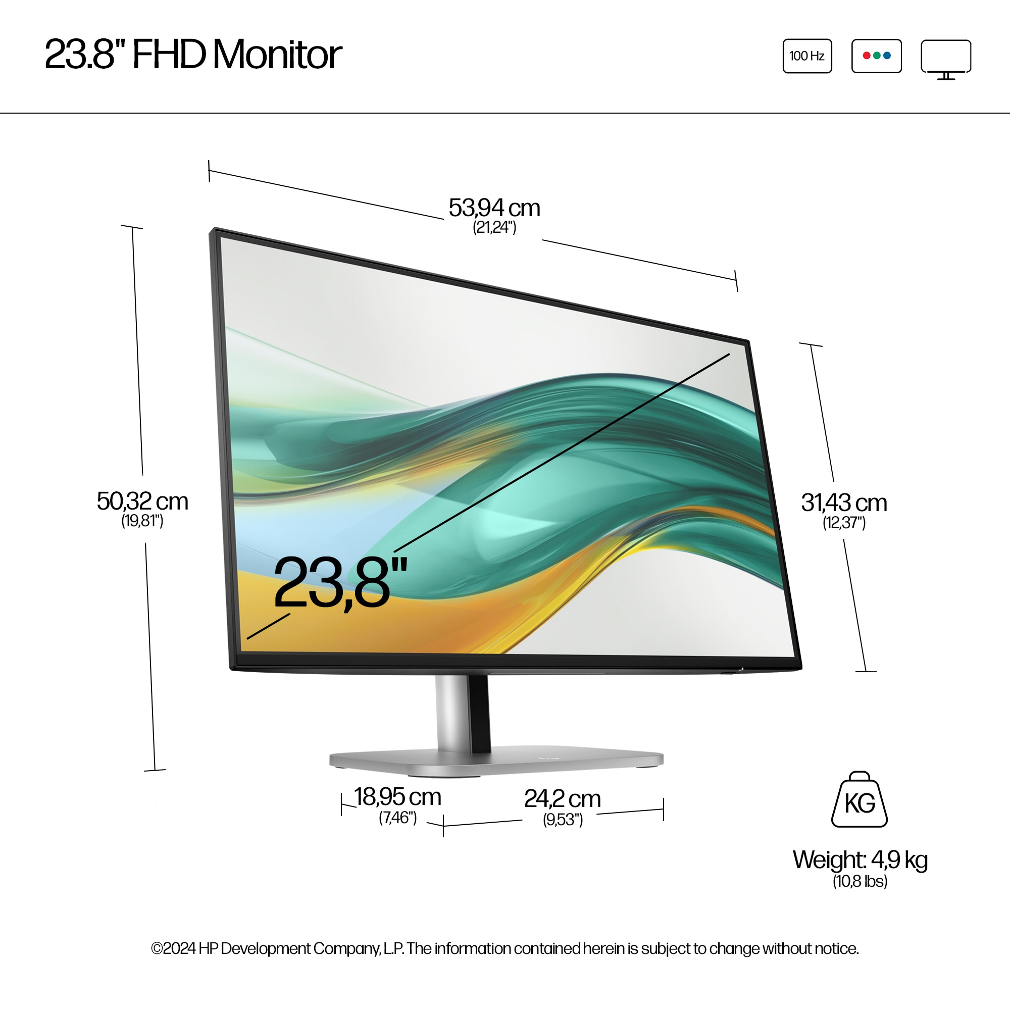 HP Series 5 Pro 23.8 inch FHD Monitor - 524pf PVC Free – image 8