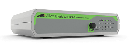 Allied Telesis FS710/5 Non gestito Fast Ethernet [10/100] Verde, Grigio (5-port 10/100TX unmanaged switch with in)