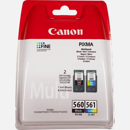 Canon PG-560 / CL-561 Multipack - 2-pack - black, colour (cyan, magenta, yellow) - original - blister with security - ink cartridge - for PIXMA TS5350, TS5351, TS5352, TS5353, TS7450, TS7451