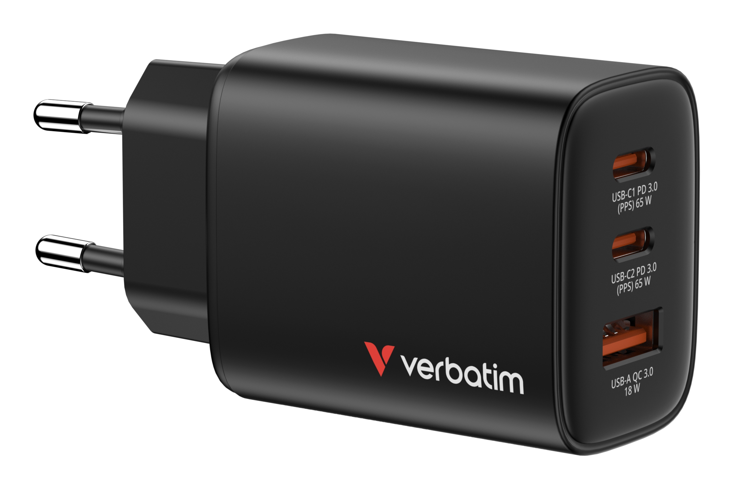 Verbatim GaN III Essentials Charger 3 Port 65W USB-A/C black