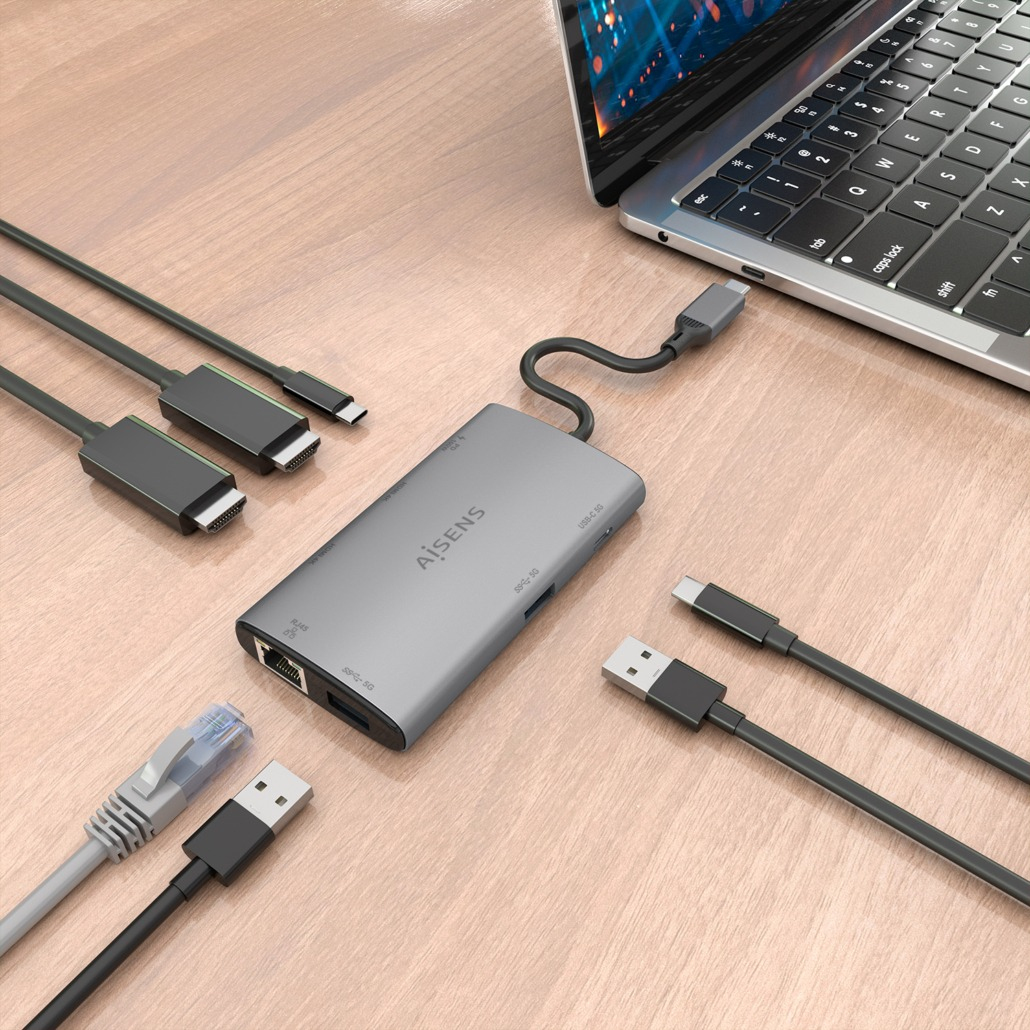AISENS ASUC-7P049-GR laptop dock/port replicator Wired USB 3.2 Gen 1 (3.1 Gen 1) Type-C Grey – image 6