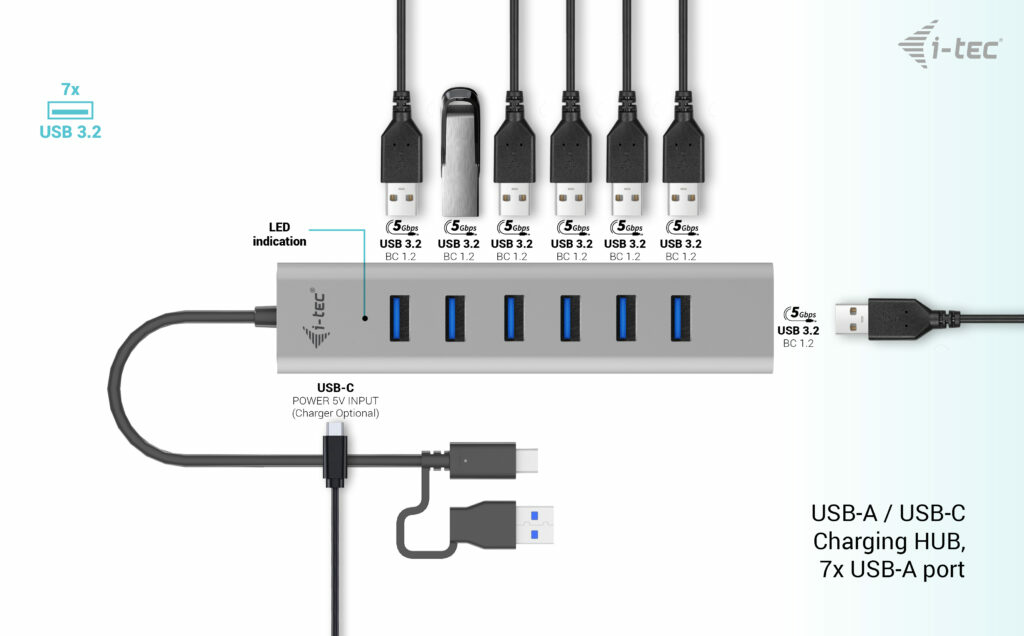 i-tec USB-C/USB-A Charging Metal HUB 7 Port – image 3