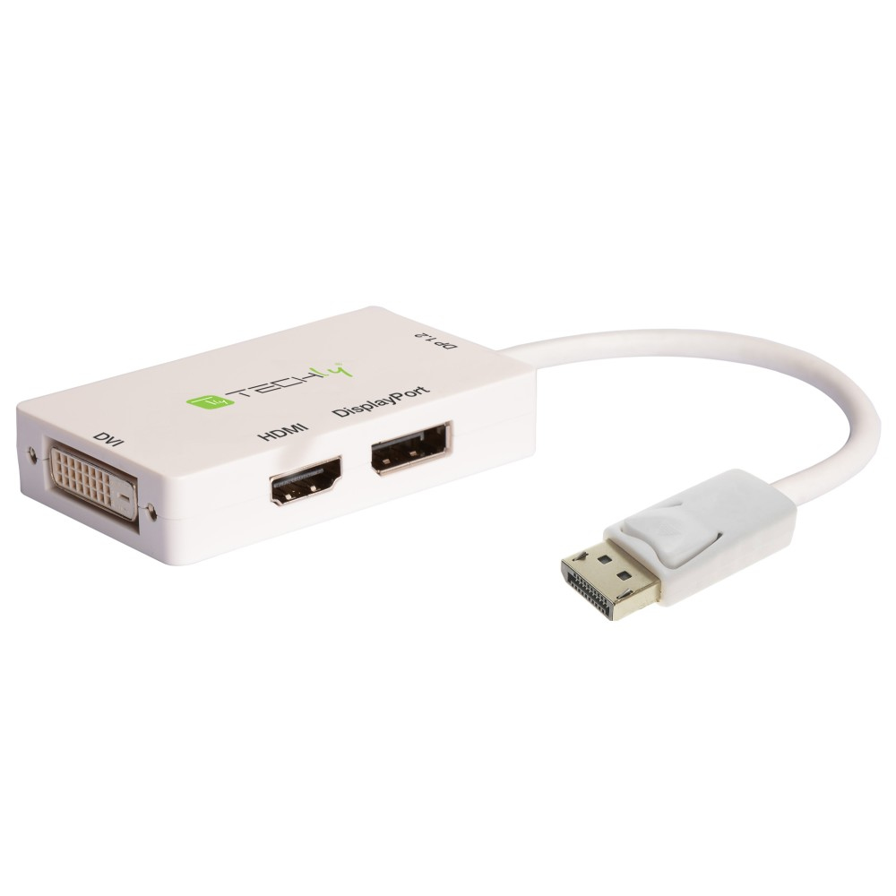Techly IADAP DP-COMBOF3 cavo e adattatore video DisplayPort DisplayPort + DVI + HDMI Bianco