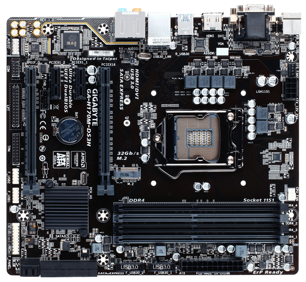 GIGABYTE GA-H170M-DS3H motherboard Intel® H170 LGA 1151 (Socket H4) micro ATX – image 2