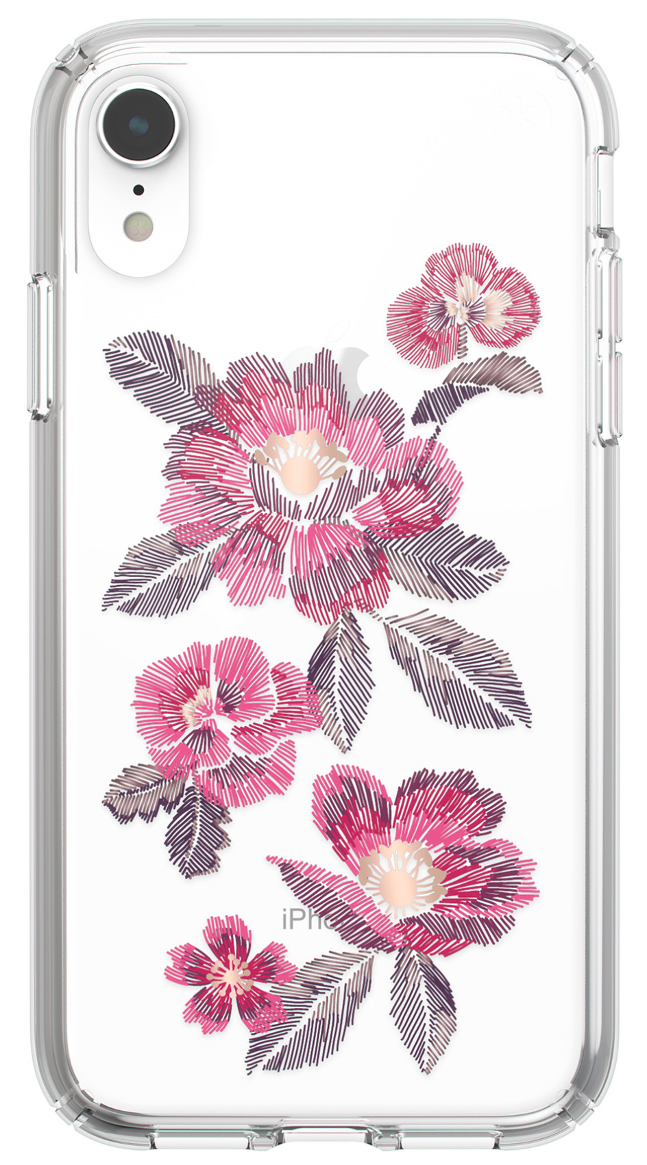 Speck Presidio Clear + Print Apple iPhone XR Embroideredfloral Fuchsia/Clear – image 2
