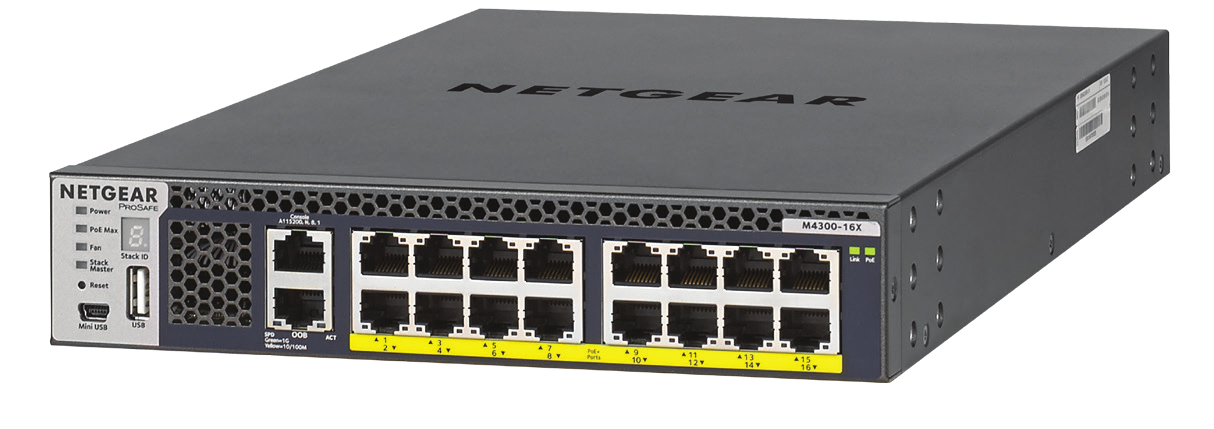 M4300-16X(600W-PSU) – NETGEAR M4300-16X (600W PSU) Stackable Managed Switch with 16x100M/1G/2.5G/5G/10GBASE-T PoE+ 500W Layer 3 (XSM4316PB)