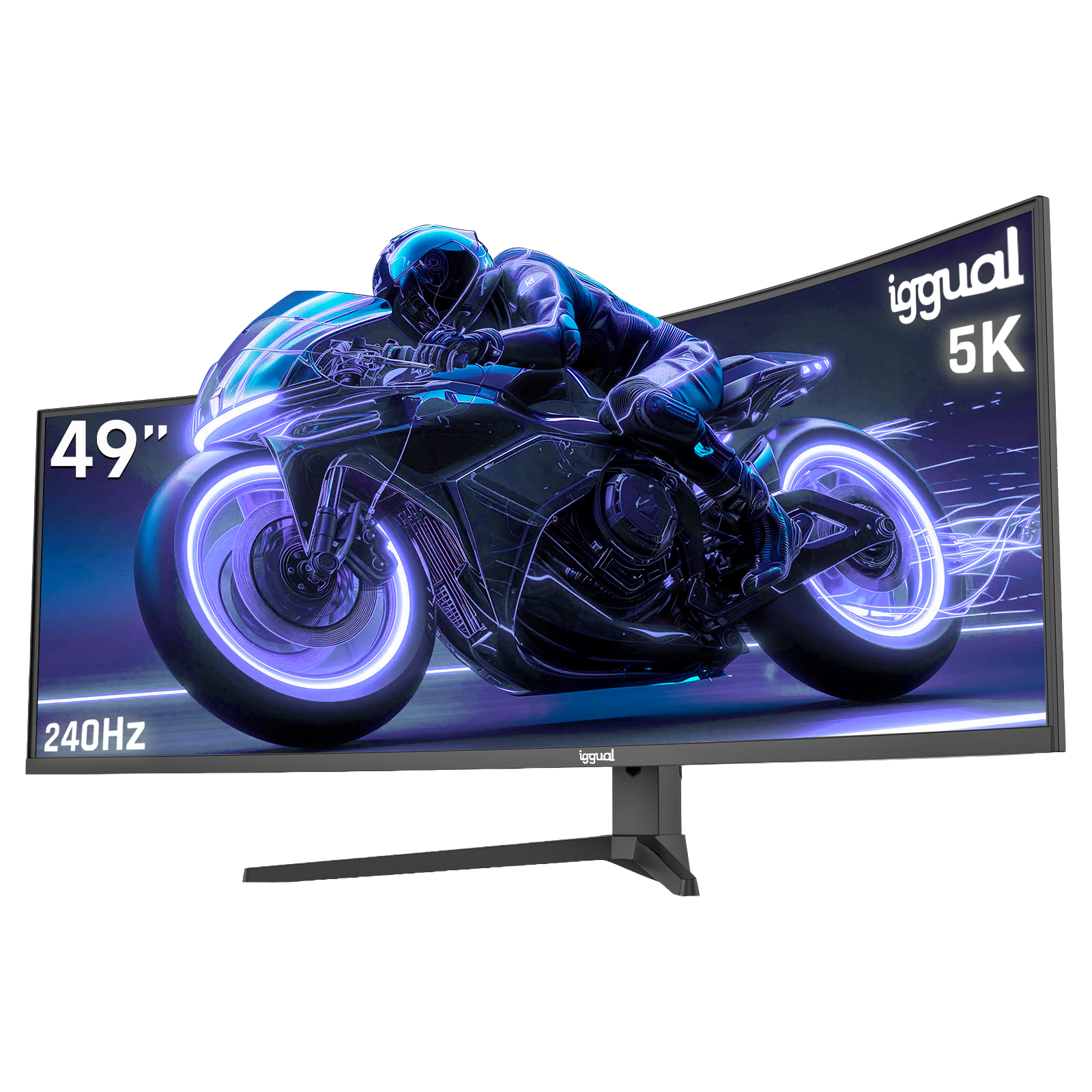 IGGUAL Monitor 49" 5K DQHD 1ms 240Hz MM AA Curvo 49" LED VA UltraWide 5K HD HDMI Altavoces