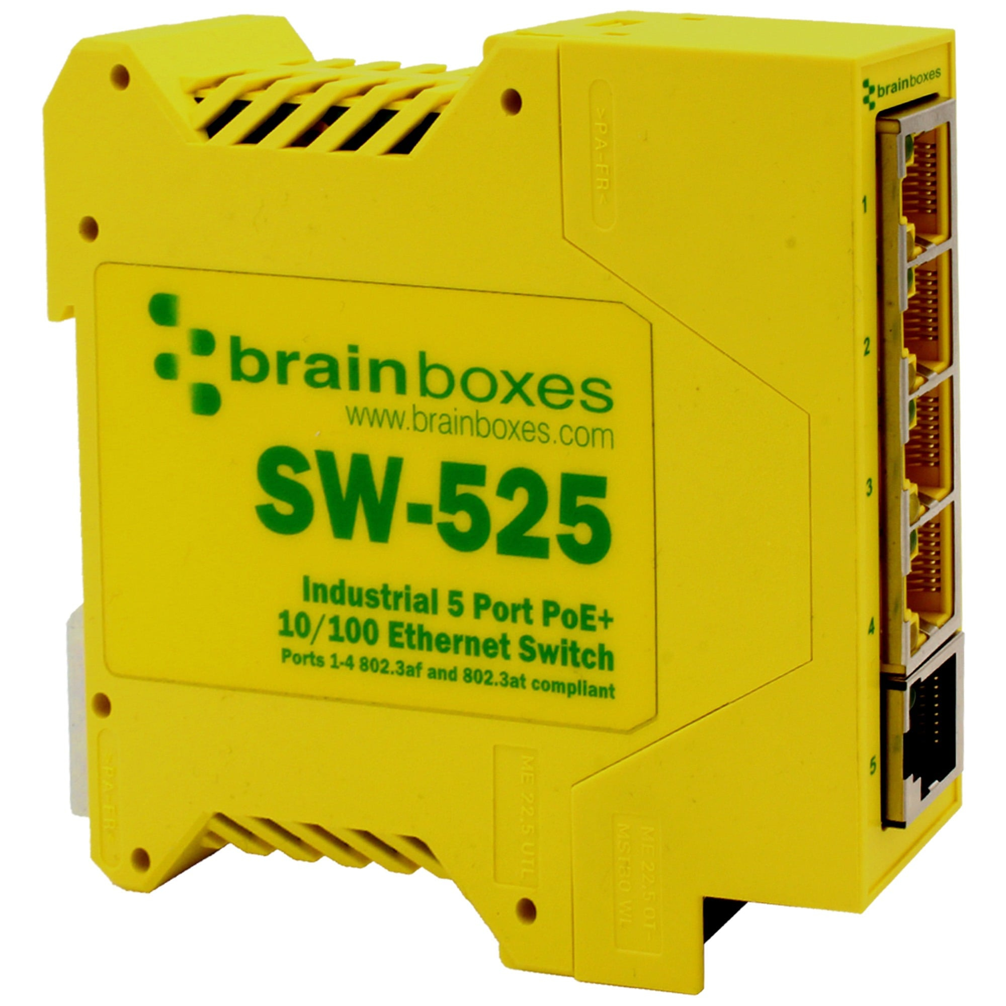 Brainboxes Industrial 5 Port PoE+ 10/100 Ethernet Switch