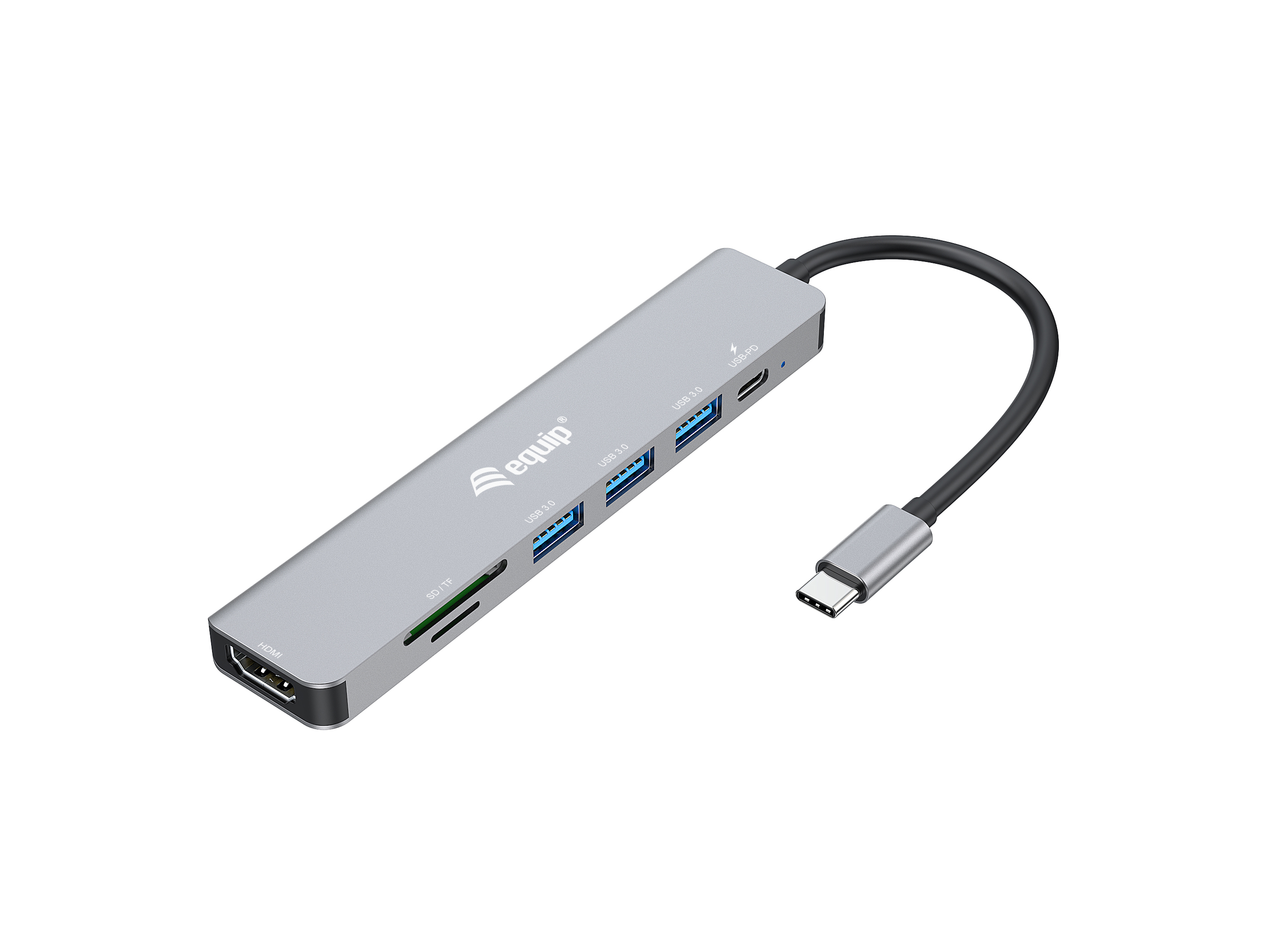 USB-C 7-in-1 Multifunktionsadapter, HDMI 4K/60Hz, USB 3.2 Gen1 x 3, TF/MICRO SD, 100W USB PD