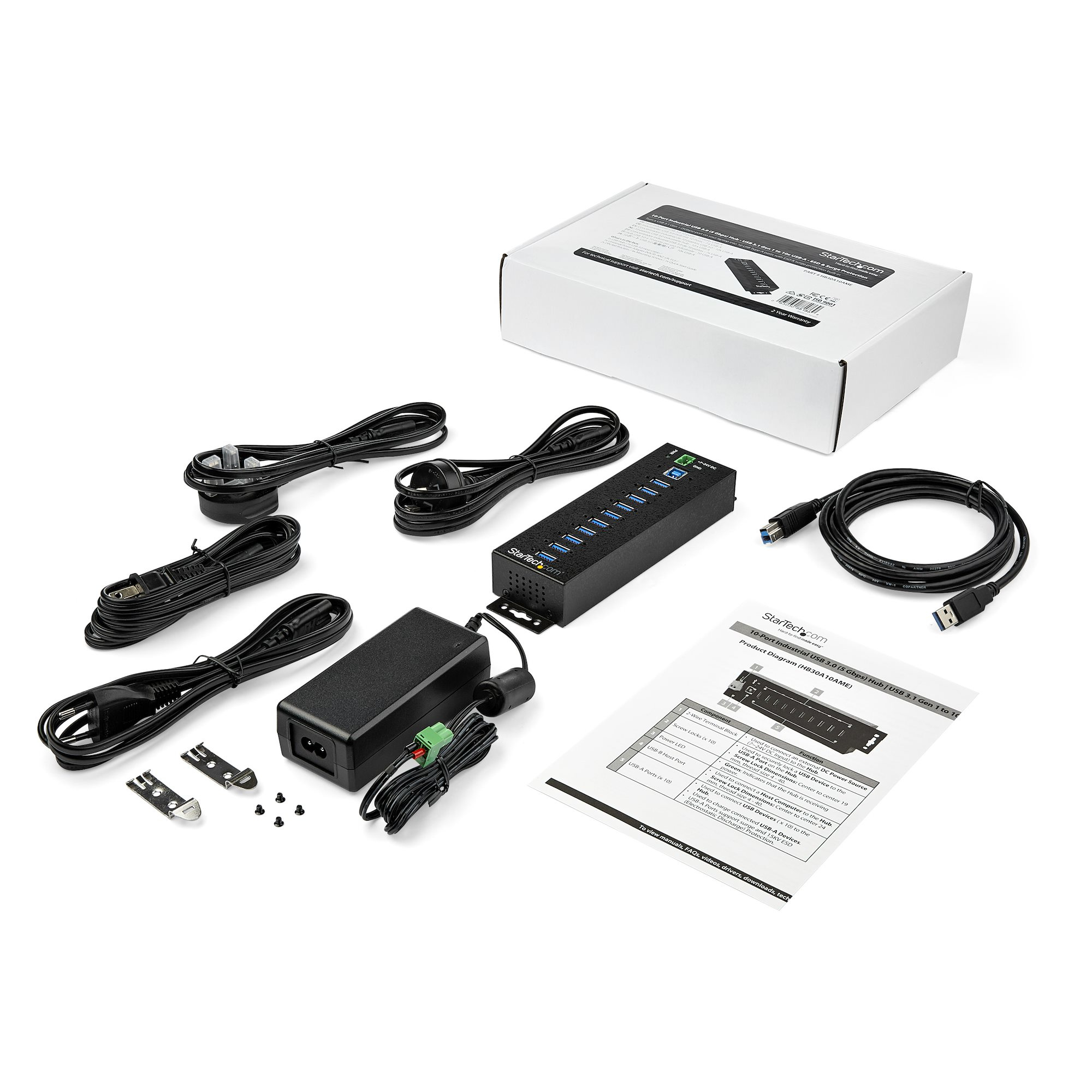 HUB Industrial StarTech.com - USB 3.0 - 10 Puertos USB 3.1 - Adaptador de Alimentación - Negro - HB30A10AME HUB Industrial StarTech.com - USB 3.0 - 10 Puertos USB 3.1 - Adaptador de Alimentación - Negro - HB30A10AME
