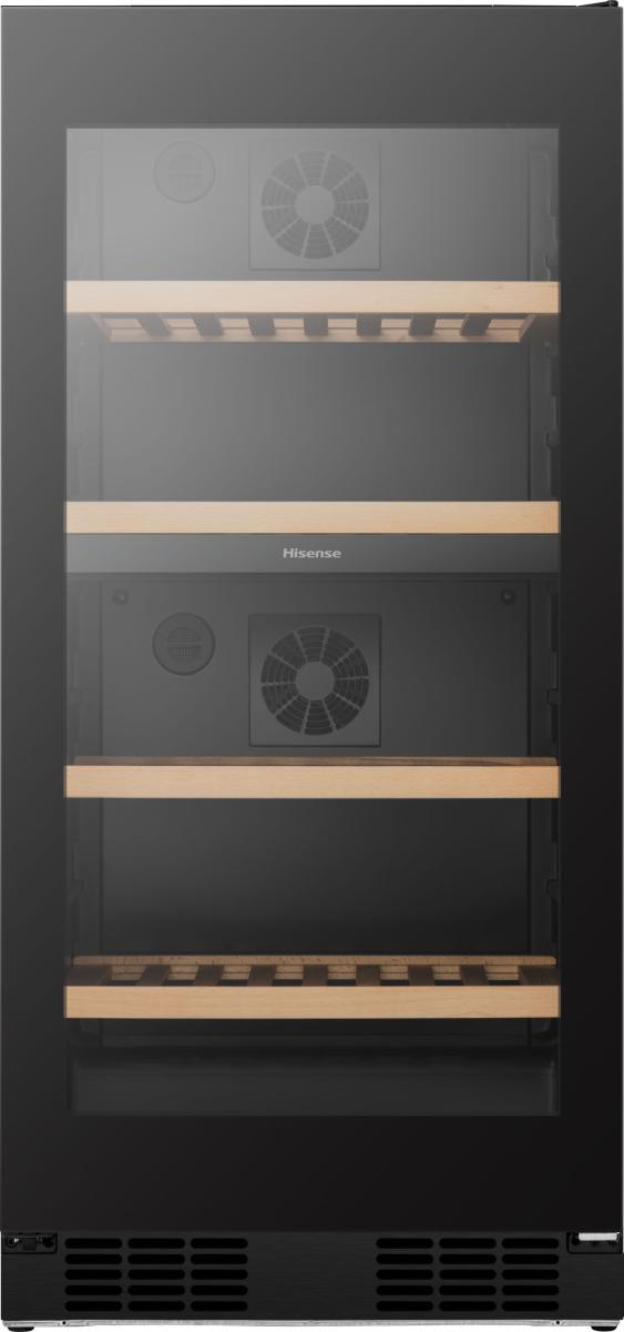 Wine storage cabinet for up to 108 bottles with dual temperature zones. Humidity control and UV protected glass help preserve quality, while ConnectLife
