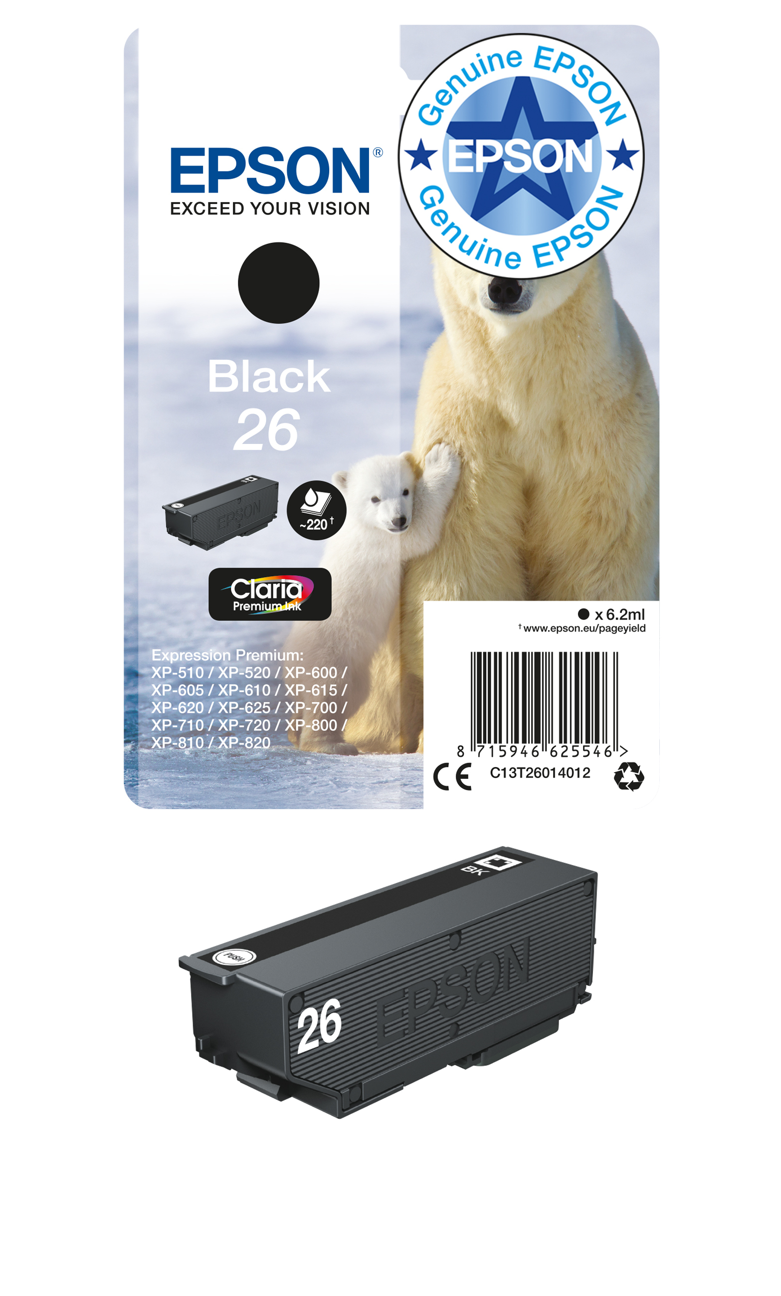 Epson Polar bear 26 Claria Premium Single Black Ink – image 1